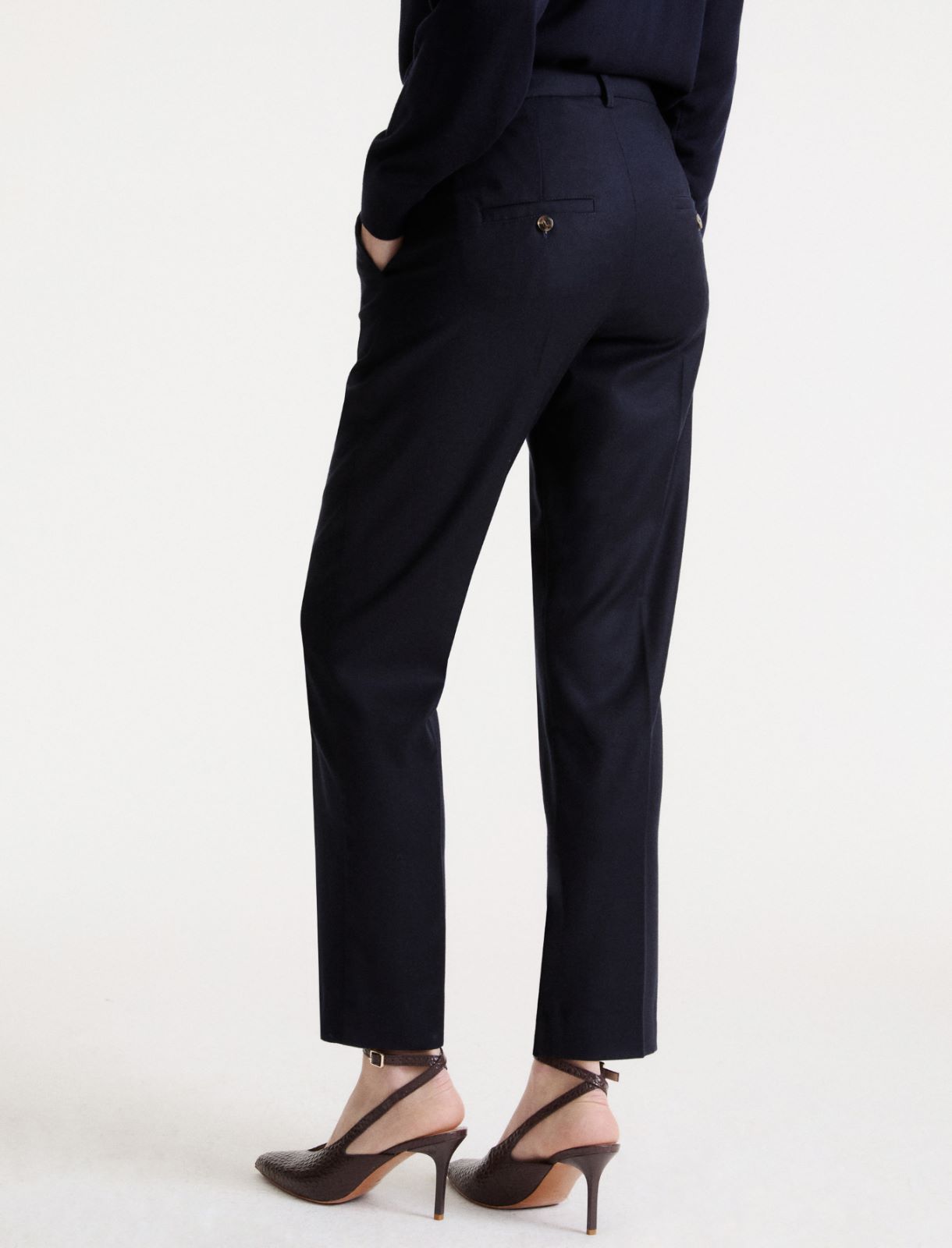 Pantalone slim in flanella di lana - BLU - Marella - 3
