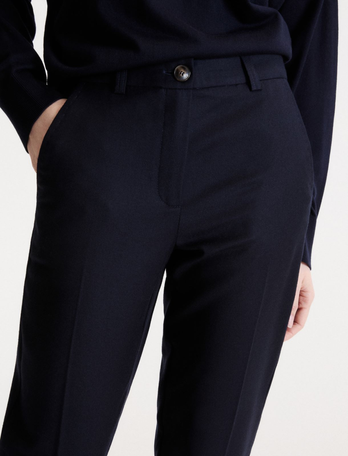Pantalone slim in flanella di lana - BLU - Marella - 5