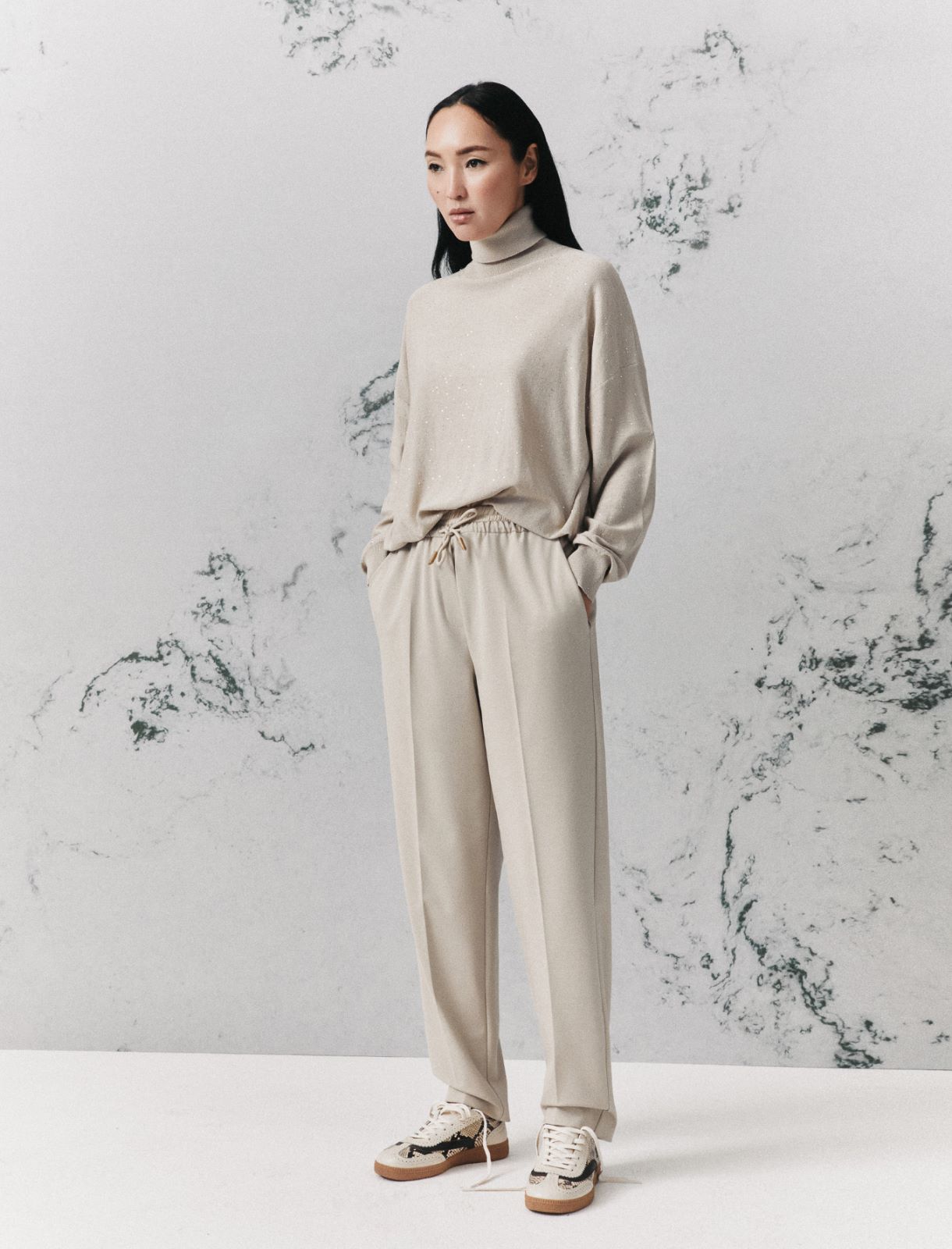 Stretch viscose-blend joggers - TURTLEDOVE - Marella - 4