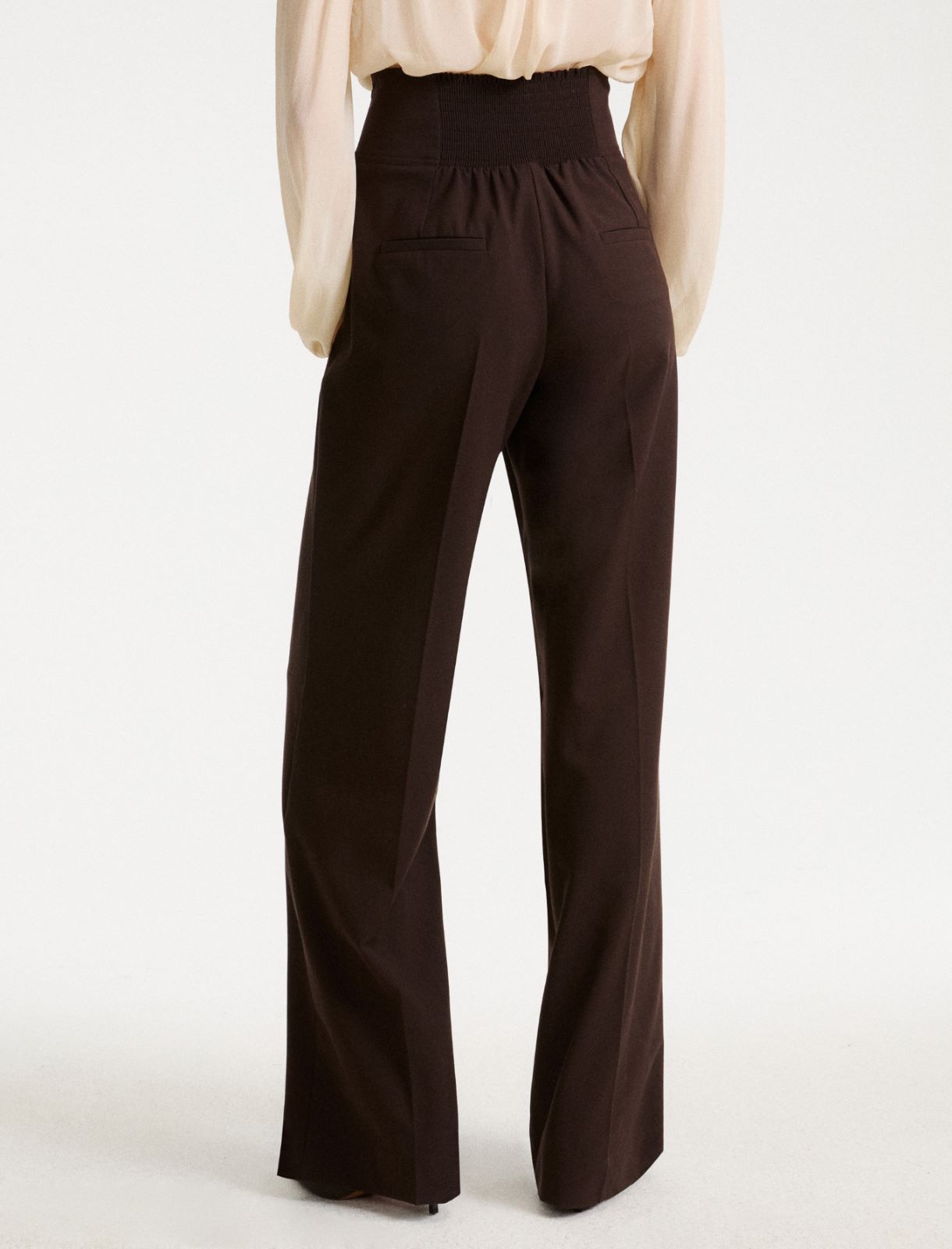 High-waisted trousers with straps - BROWN - Marella - 3