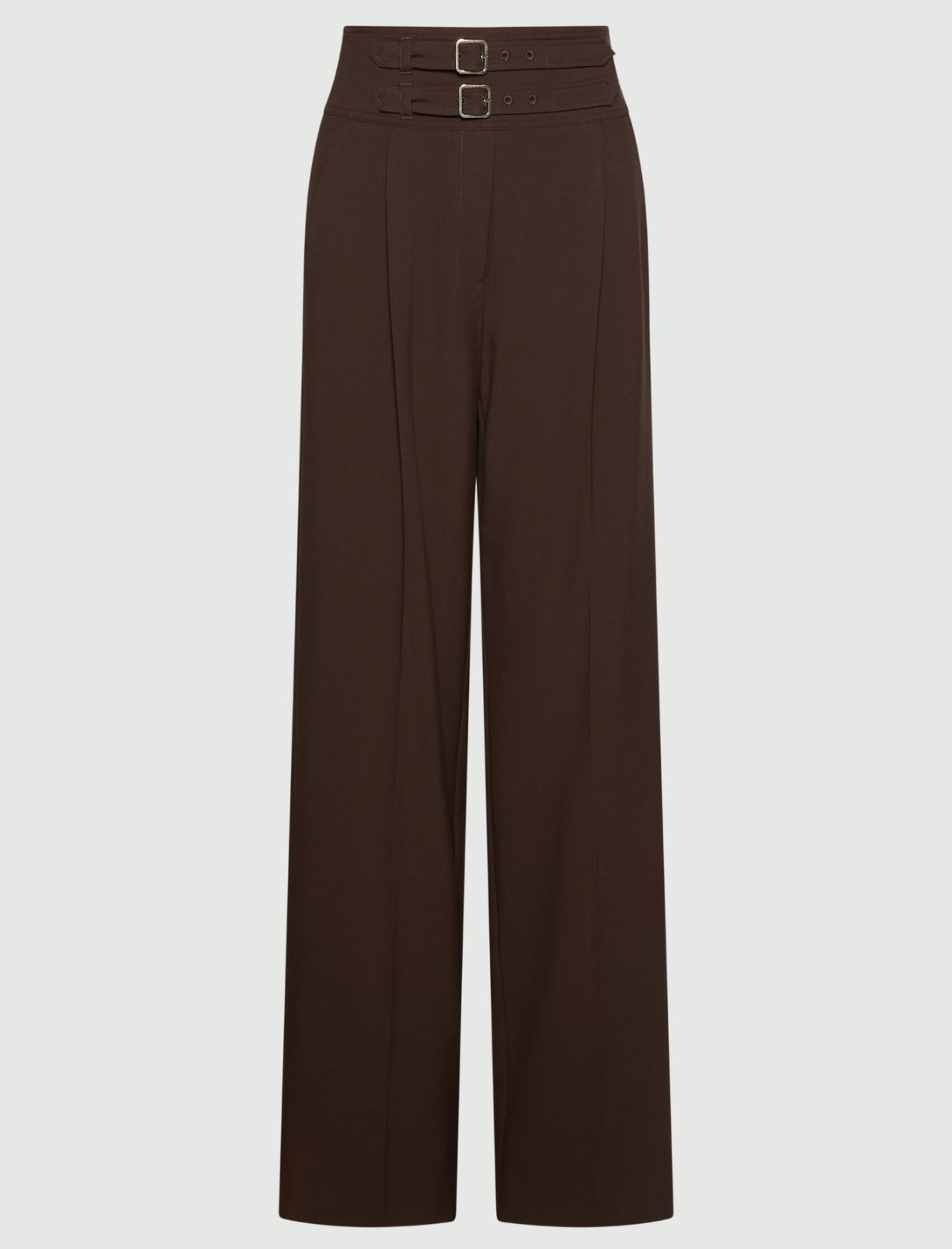 High-waisted trousers with straps - BROWN - Marella