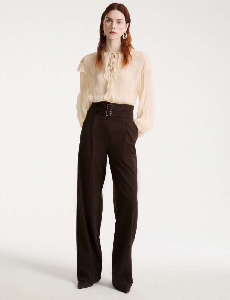 High-waisted trousers with straps - Marella