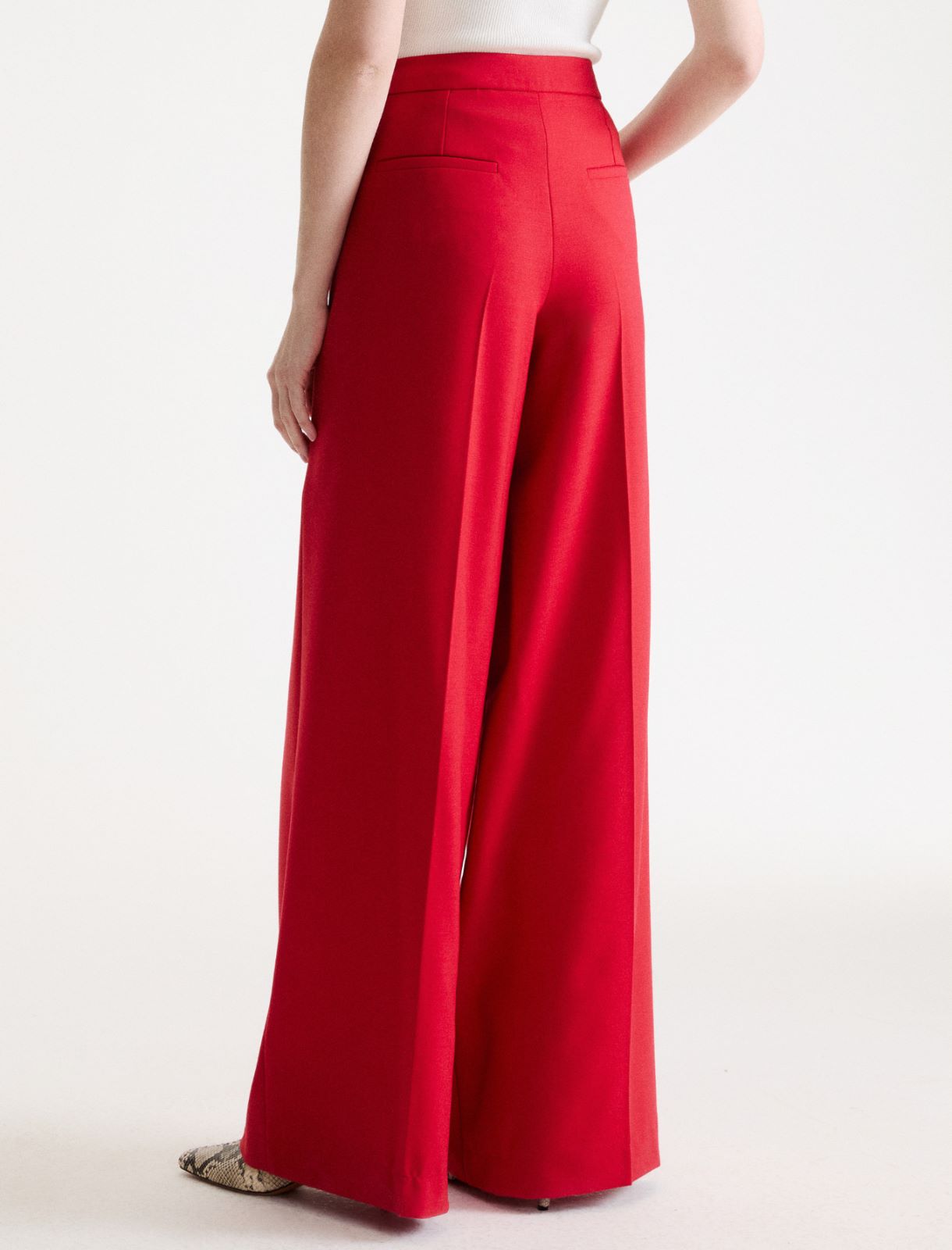 Wool-blend twill wide-leg trousers - RED - Marella - 3