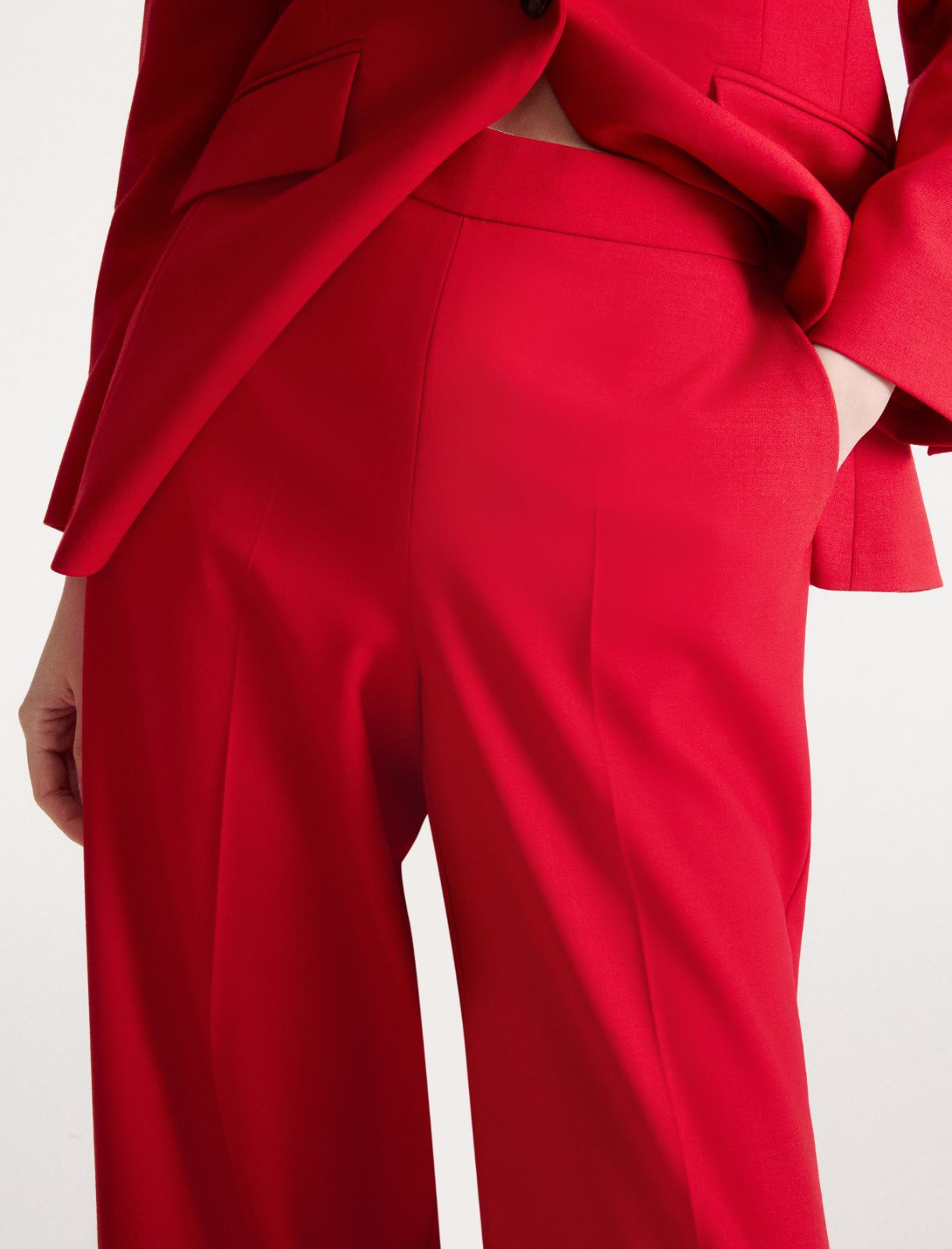 Wool-blend twill wide-leg trousers - RED - Marella - 5