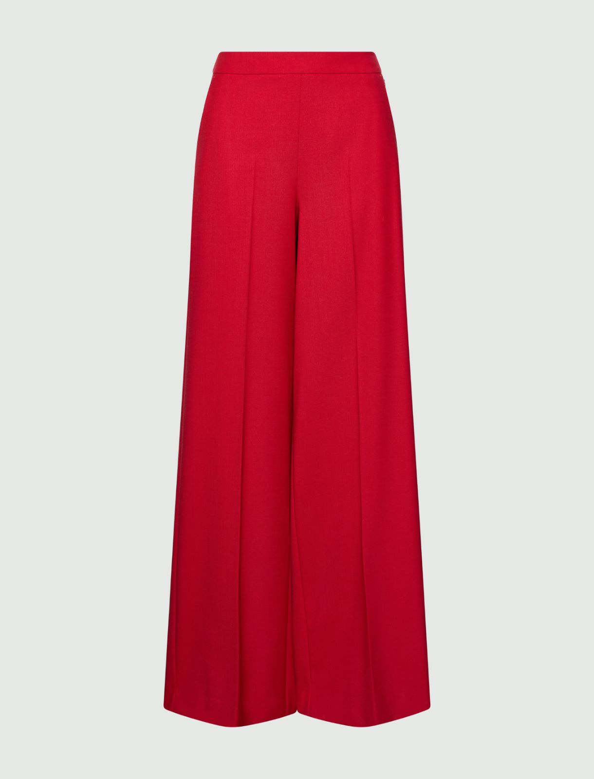 Wool-blend twill wide-leg trousers - RED - Marella