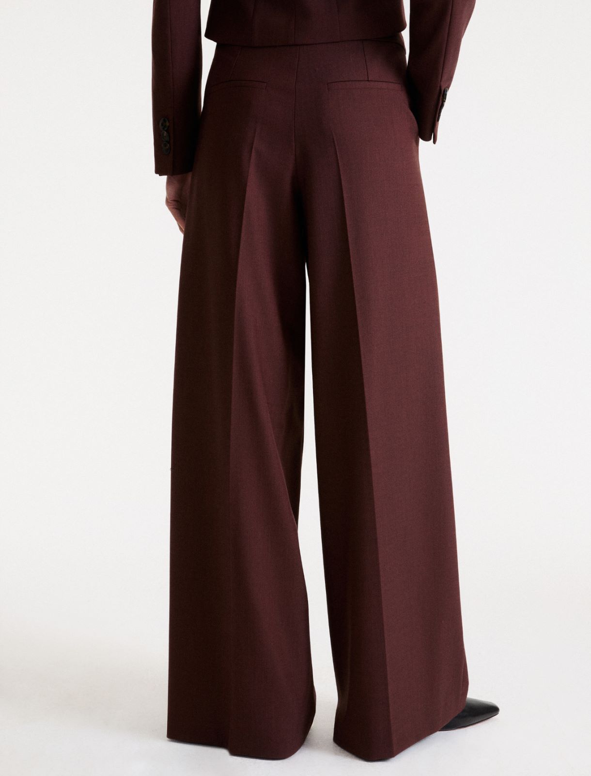 Wool-blend twill wide-leg trousers - BROWN - Marella - 3