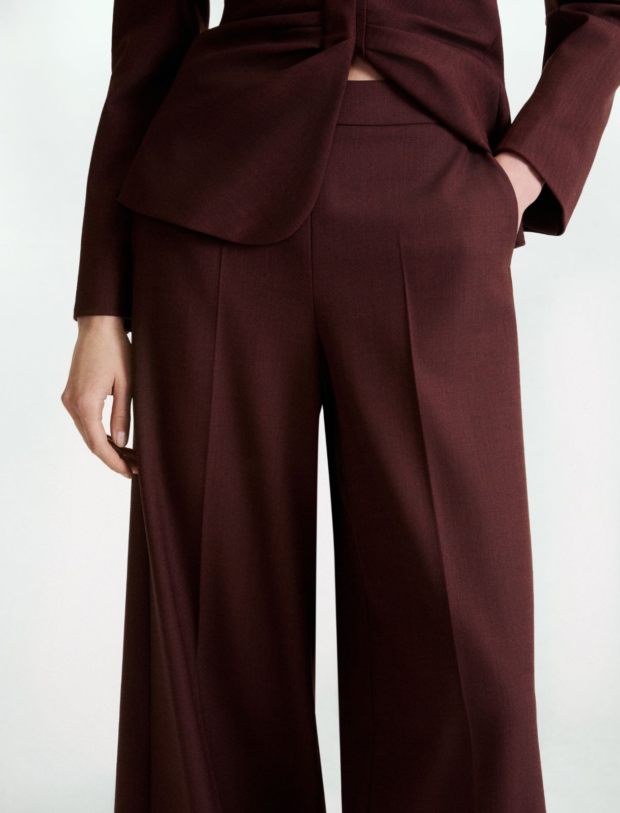 Wool-blend twill wide-leg trousers - BROWN - Marella - 5