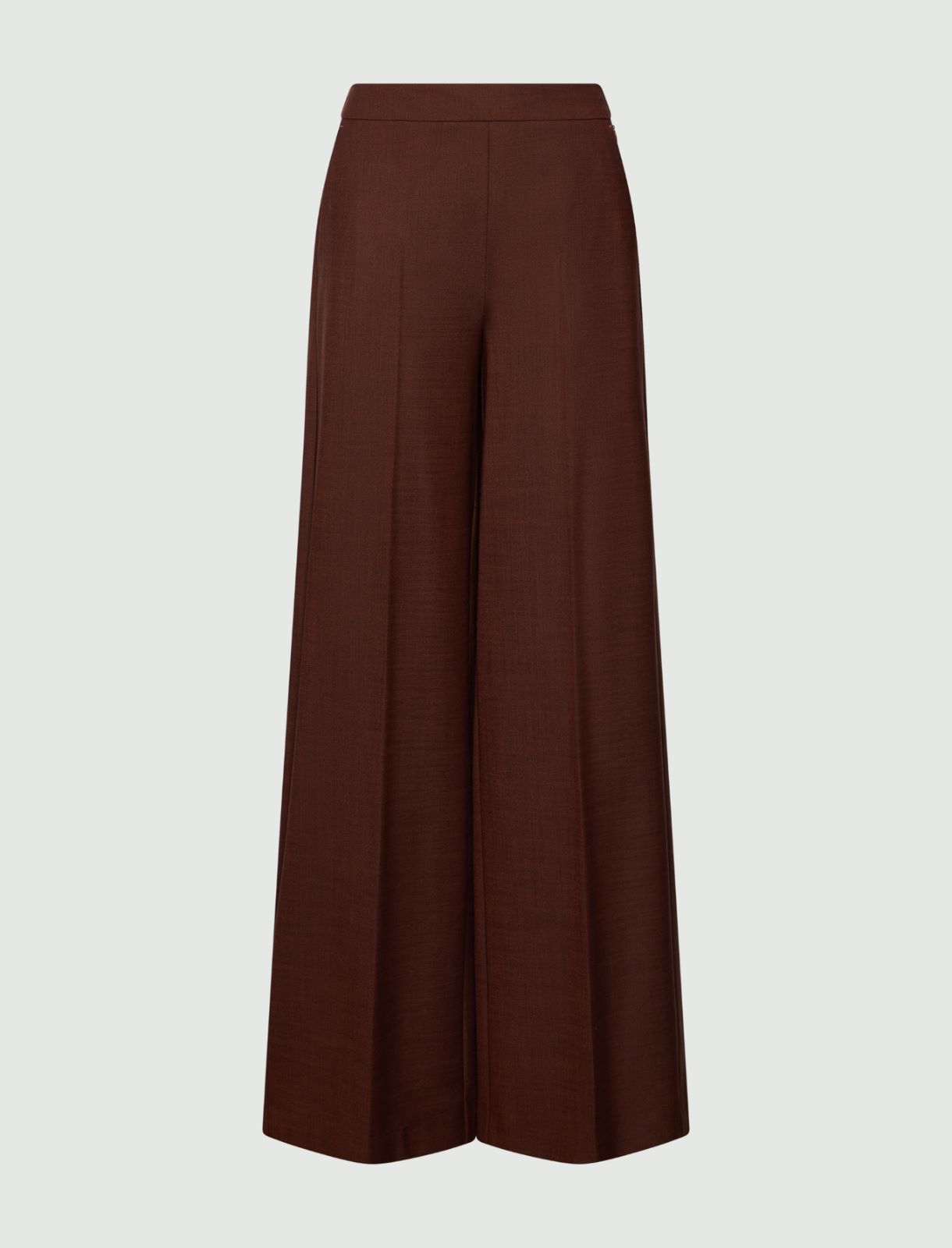 Wool-blend twill wide-leg trousers - BROWN - Marella