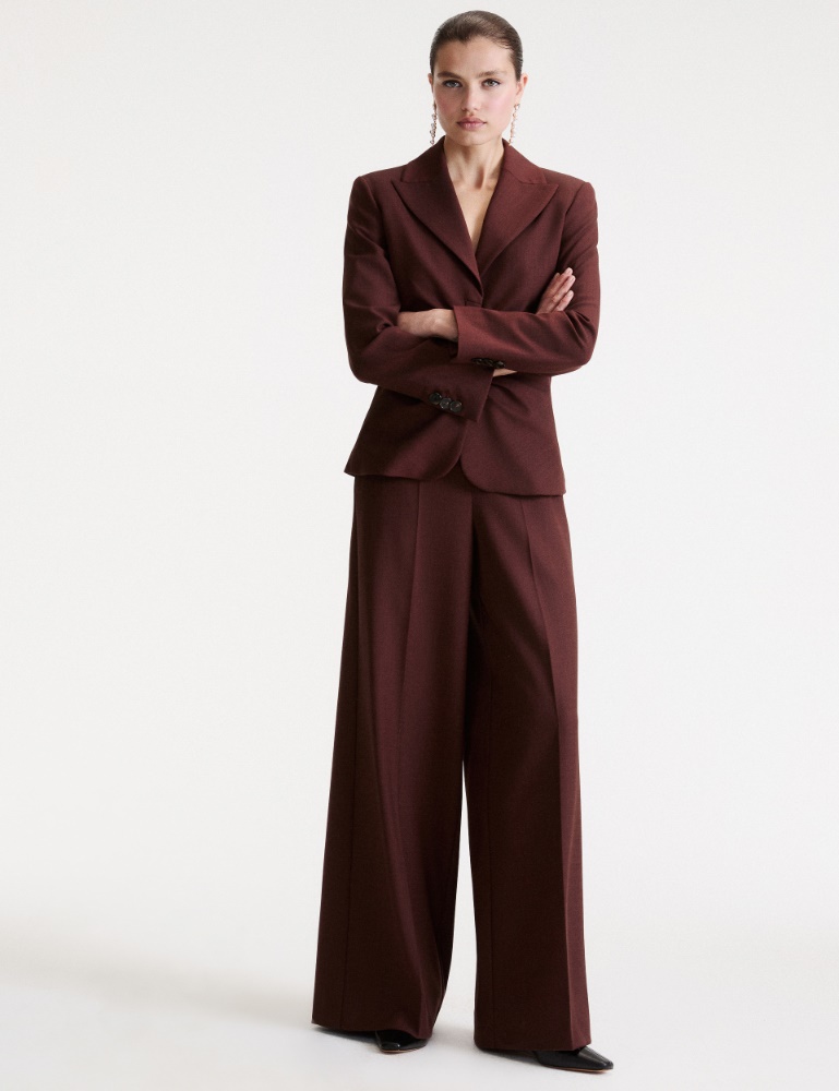 Wool-blend twill wide-leg trousers - Marella