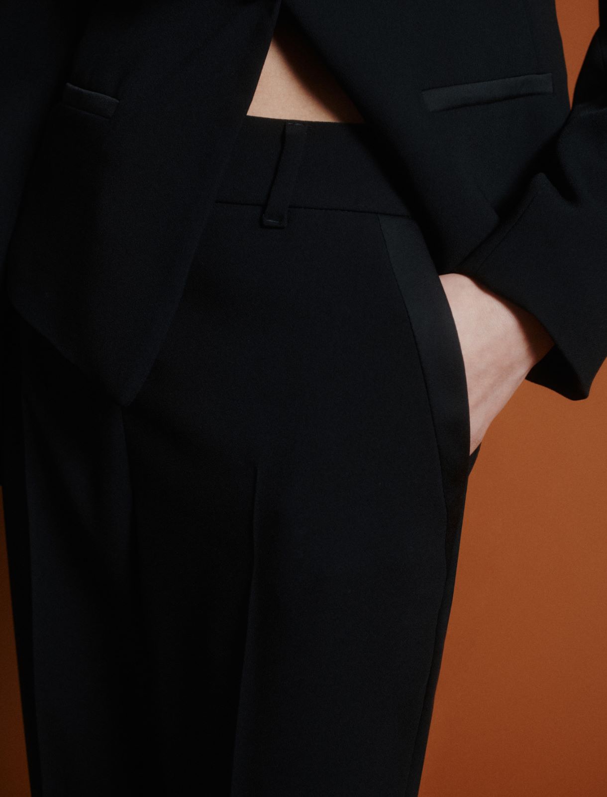 Pantalon droit en satin envers - NOIR - Marella - 5