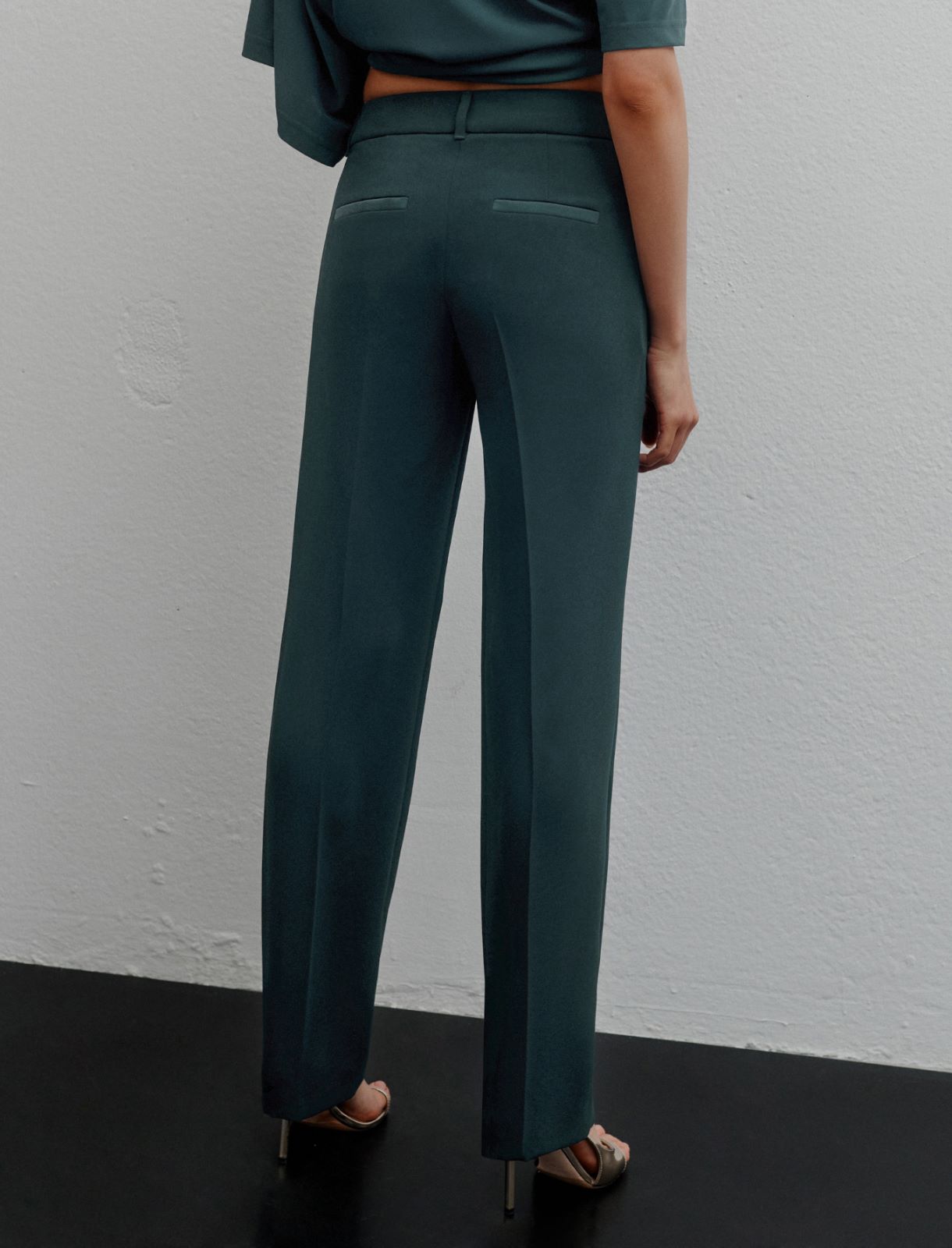 Pantalon droit en satin envers - BLEU PAON - Marella - 3