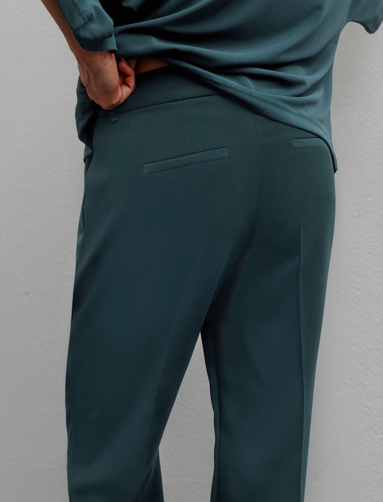 Pantalon droit en satin envers - BLEU PAON - Marella - 6