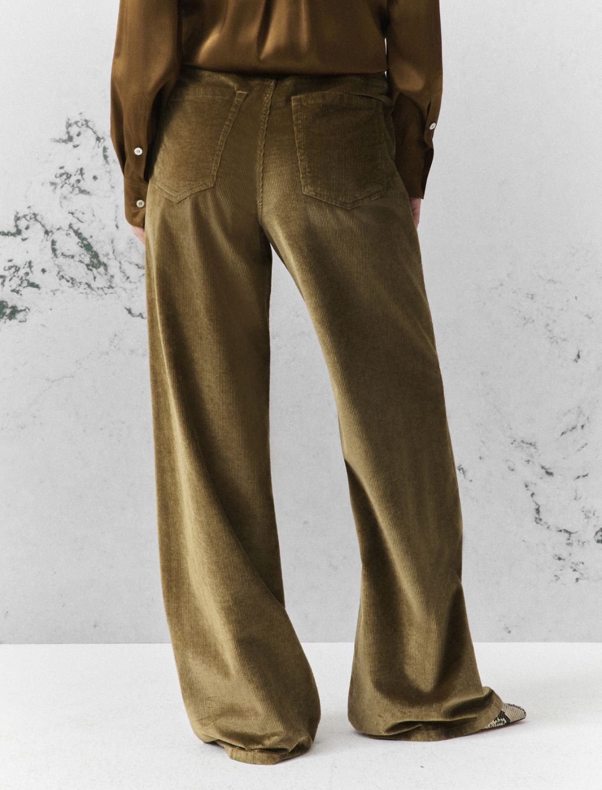 Stretch corduroy five-pocket trousers - OIL GREEN - Marella - 3