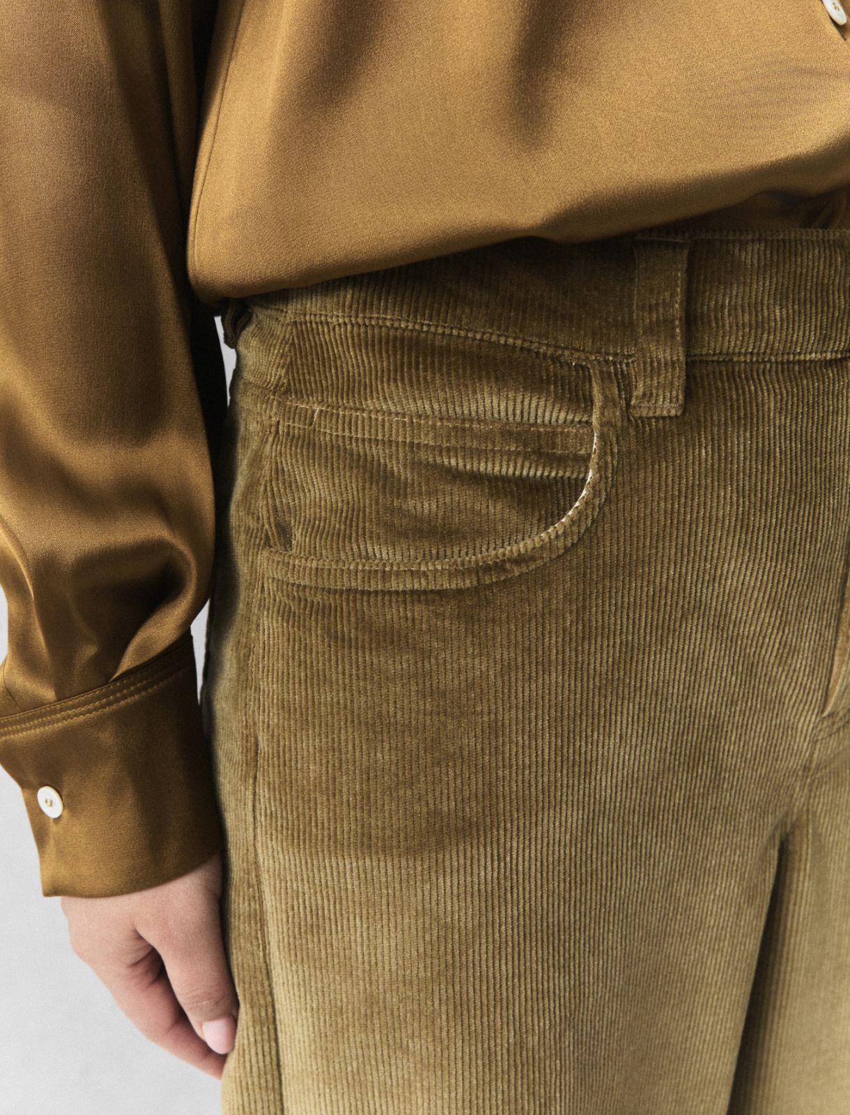 Stretch corduroy five-pocket trousers - OIL GREEN - Marella - 5