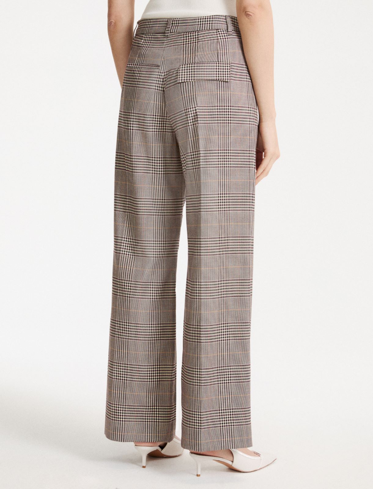 Glen Plaid Viscose-Blend Trousers - CHOCOLATE - Marella - 3