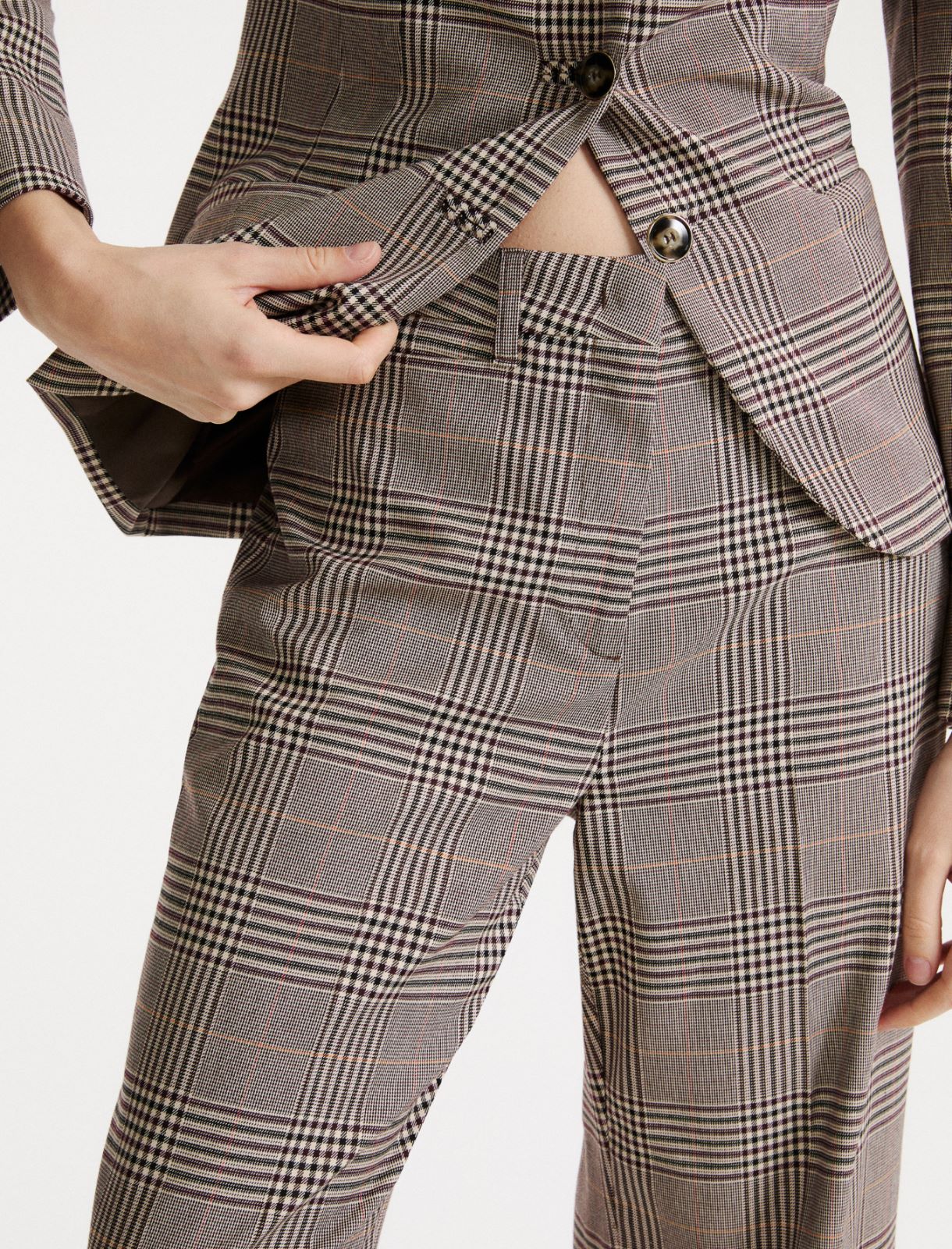 Glen Plaid Viscose-Blend Trousers - CHOCOLATE - Marella - 5