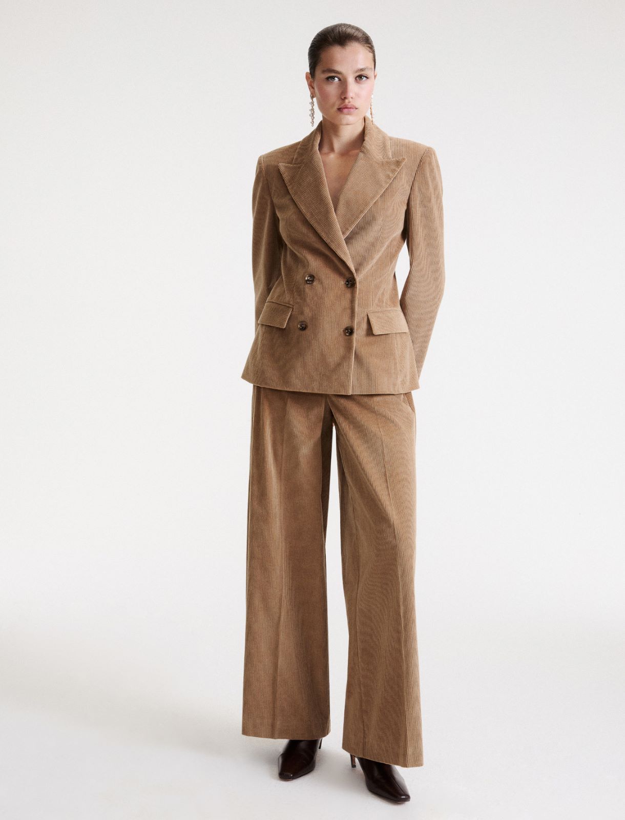 Pantalon à jambe large en velours côtelé - POIL DE CHAMEAU - Marella - 4