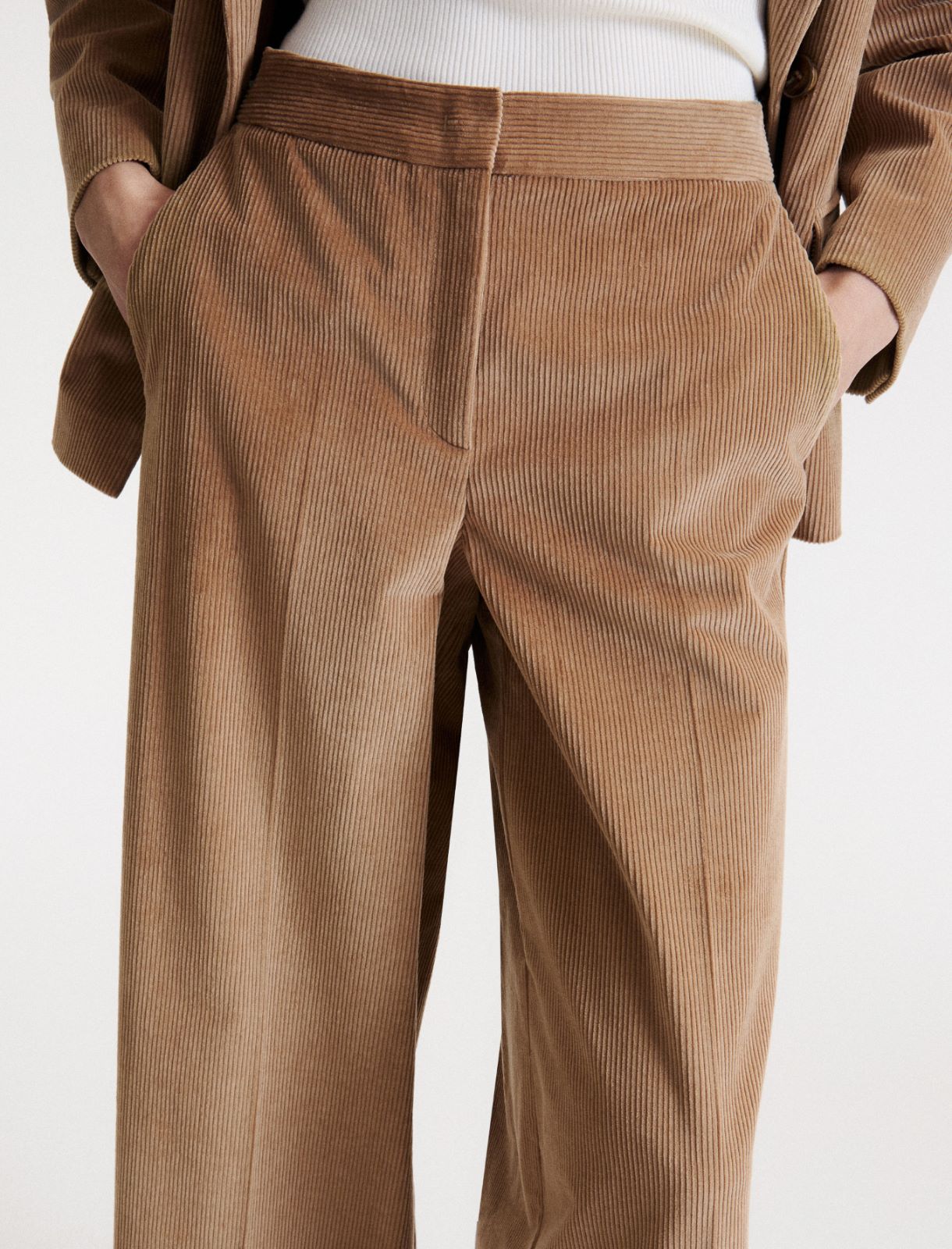 Pantalon à jambe large en velours côtelé - POIL DE CHAMEAU - Marella - 5