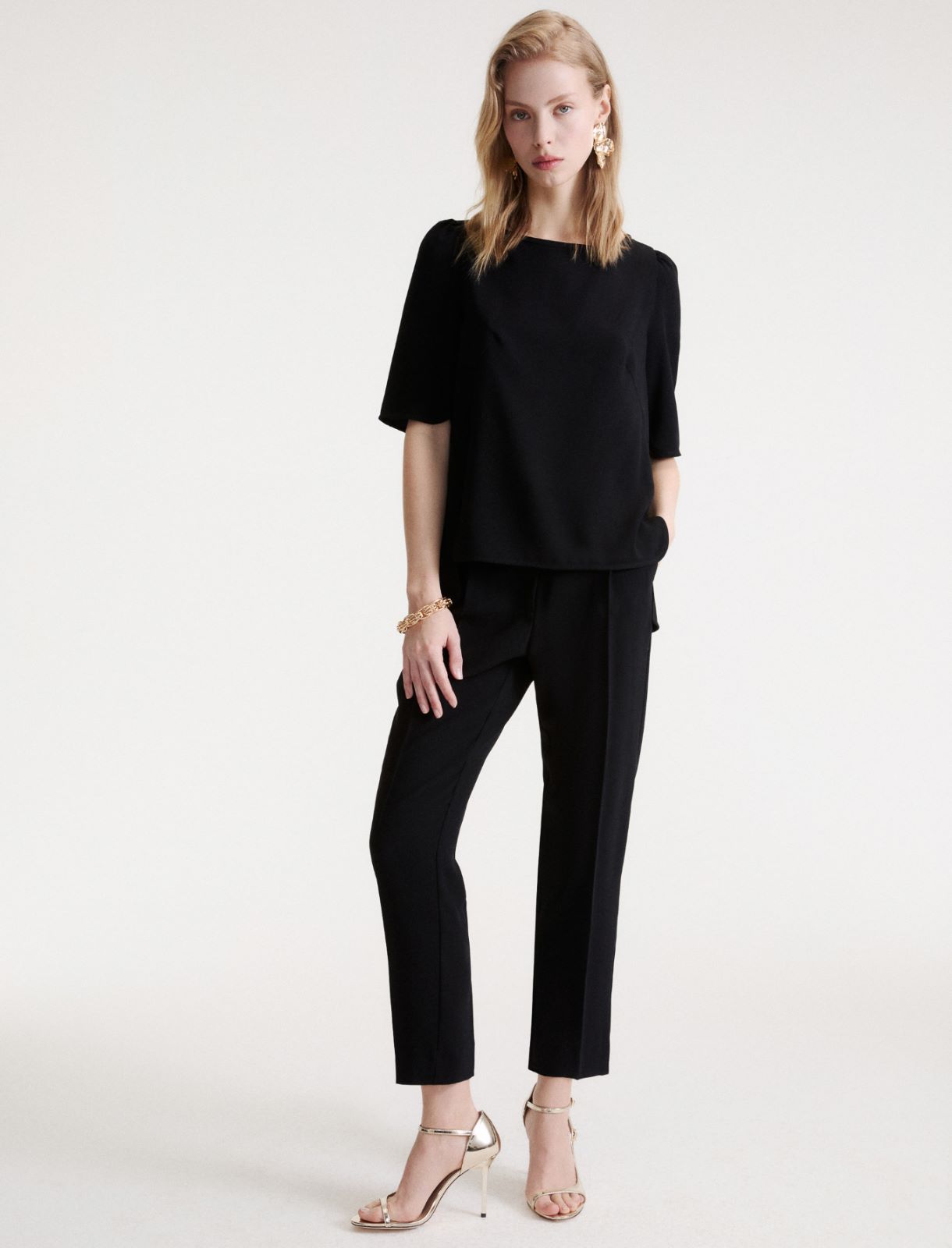 Pantalon chino en envers satin - NOIR - Marella - 2