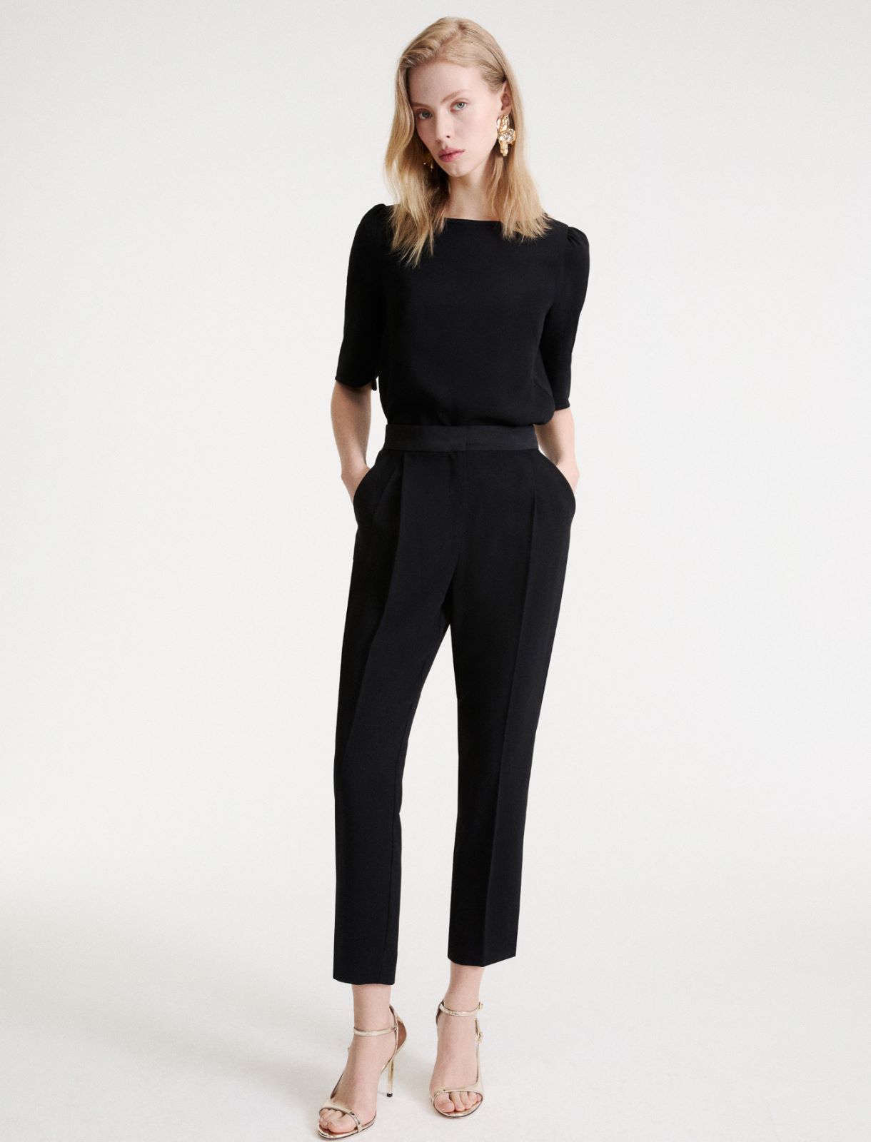 Pantalon chino en envers satin - NOIR - Marella - 4