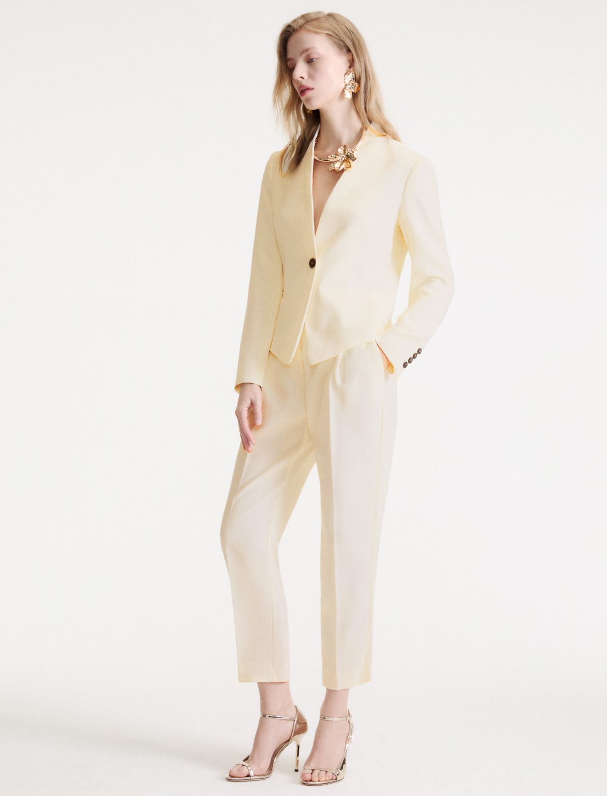 Envers satin chino trousers - WOOL WHITE - Marella - 2