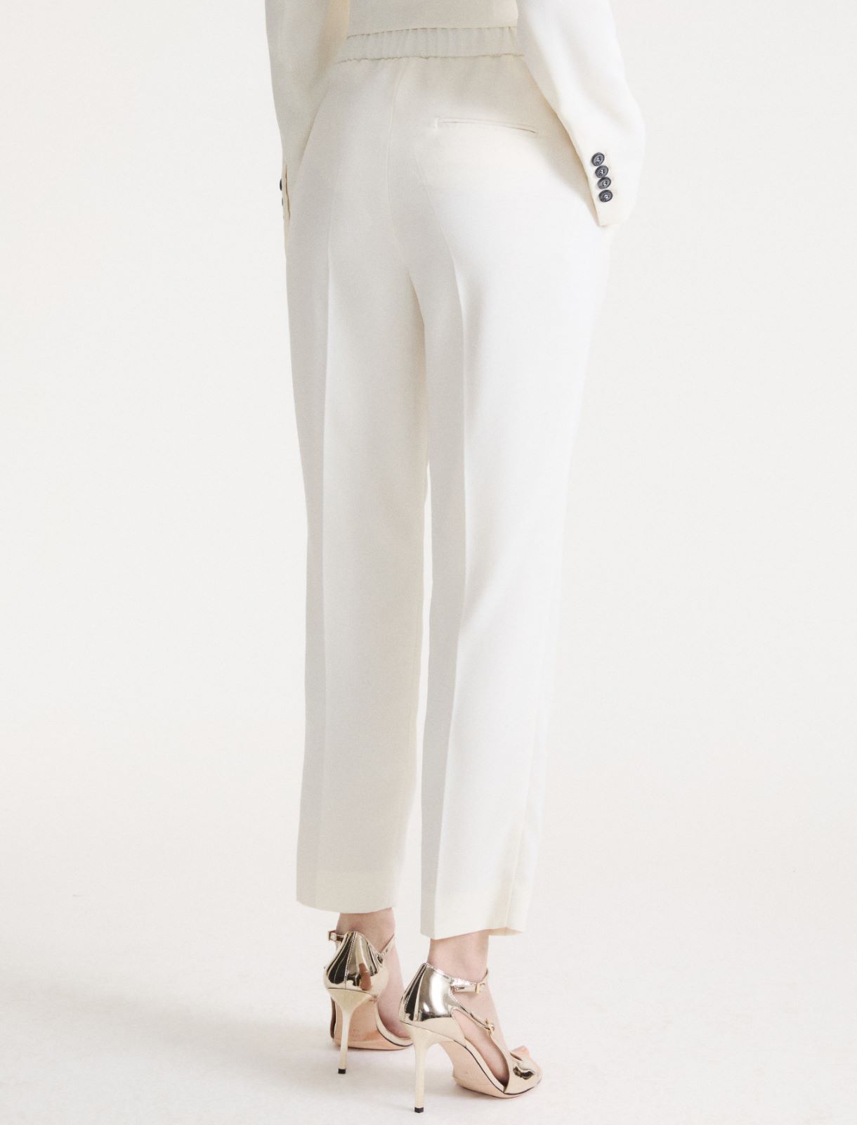 Envers satin chino trousers - WOOL WHITE - Marella - 3