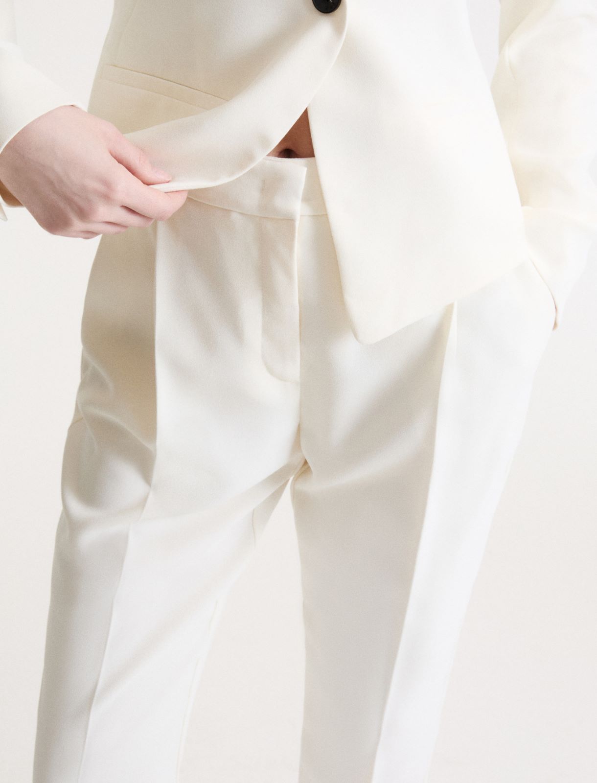 Envers satin chino trousers - WOOL WHITE - Marella - 5