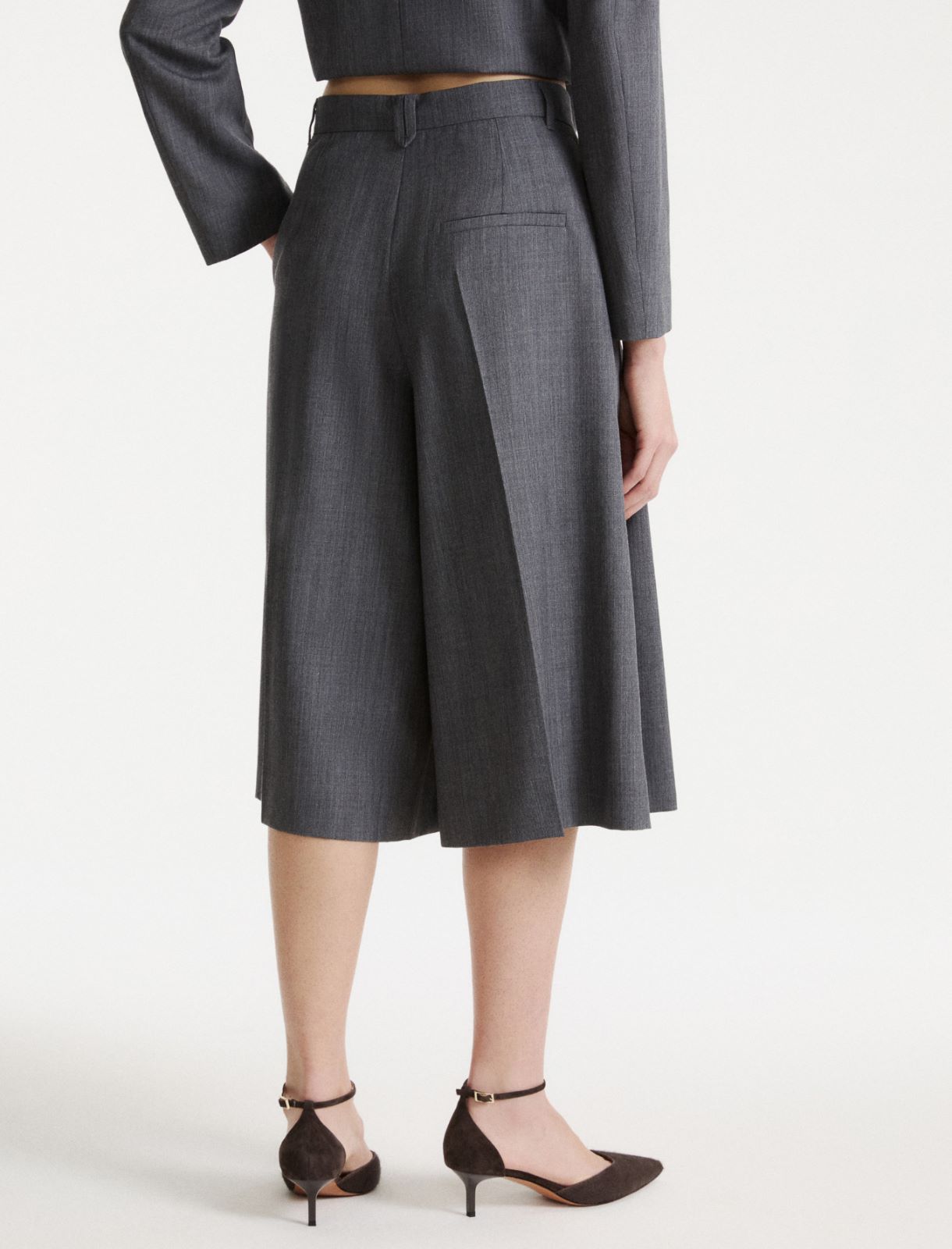 Pantalone culotte in gabardina - GRIGIO MELANGE - Marella - 3