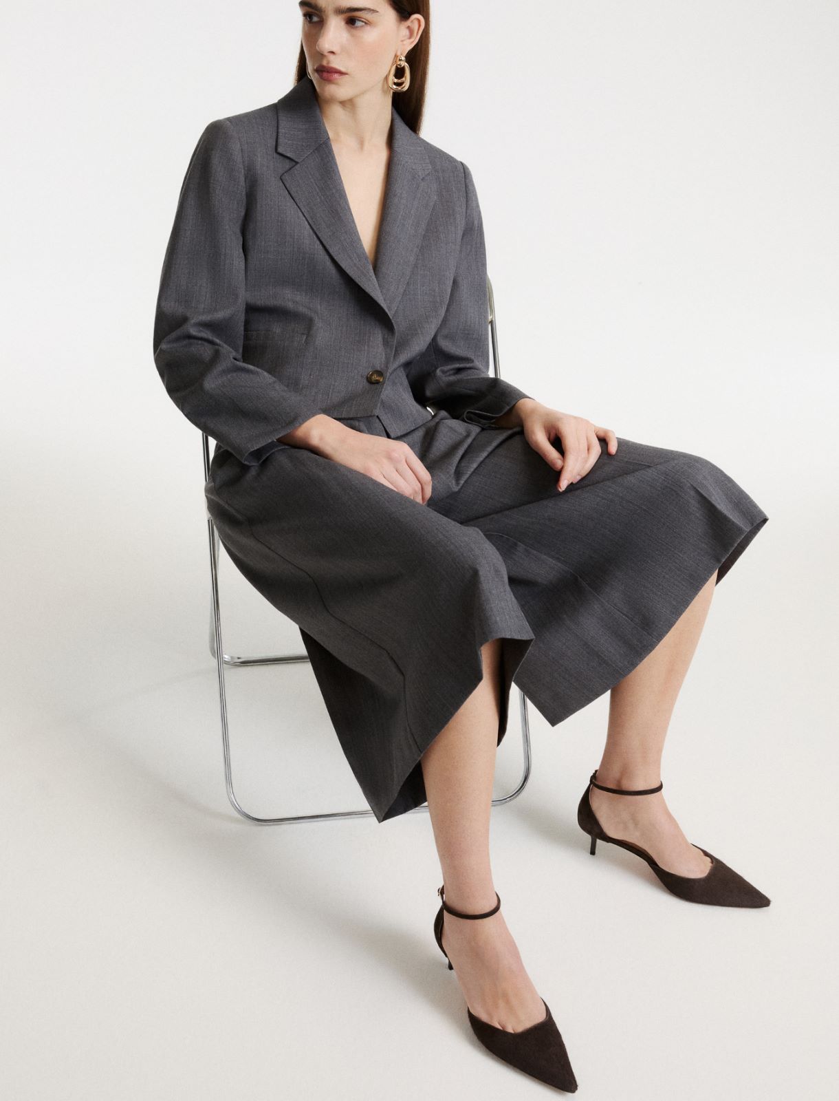 Pantalone culotte in gabardina - GRIGIO MELANGE - Marella - 4