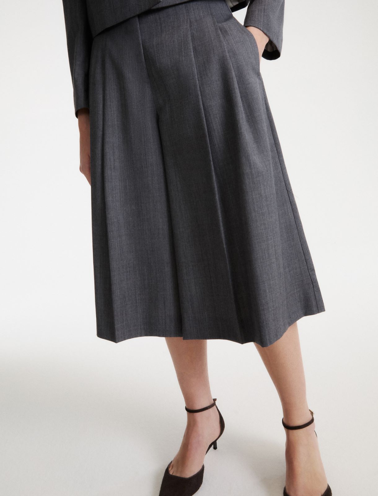 Pantalone culotte in gabardina - GRIGIO MELANGE - Marella - 5