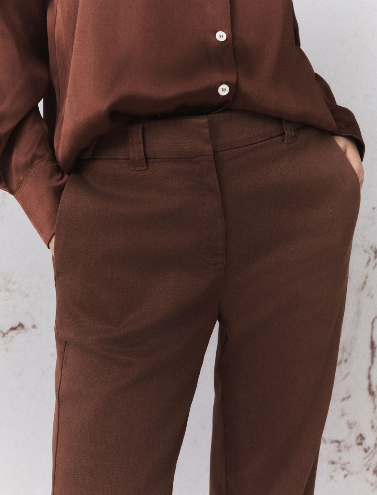 Straight-fit stretch bull trousers - CARAMEL - Marella - 5