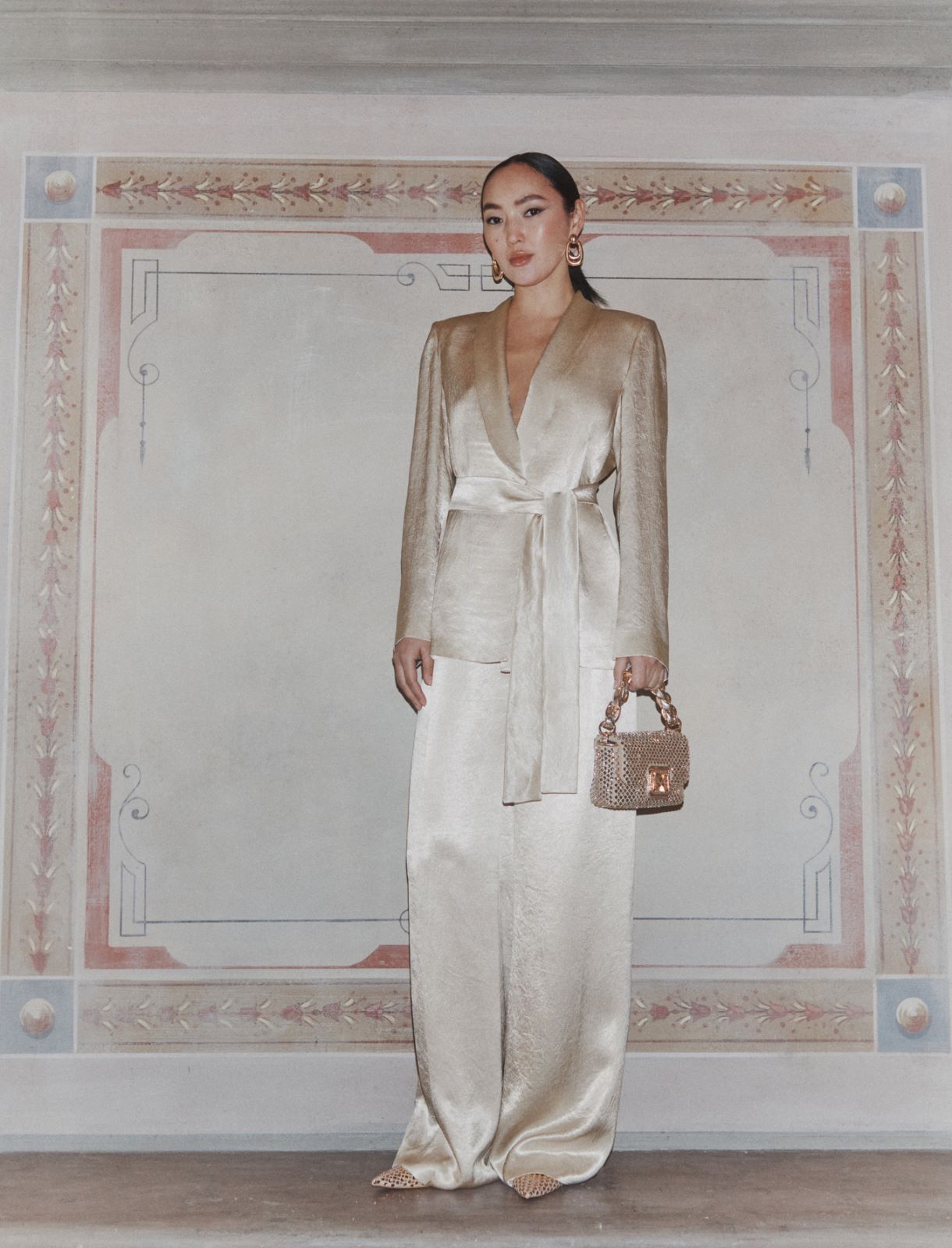 Pantalon palazzo en satin léger - NATUREL - Marella - 2