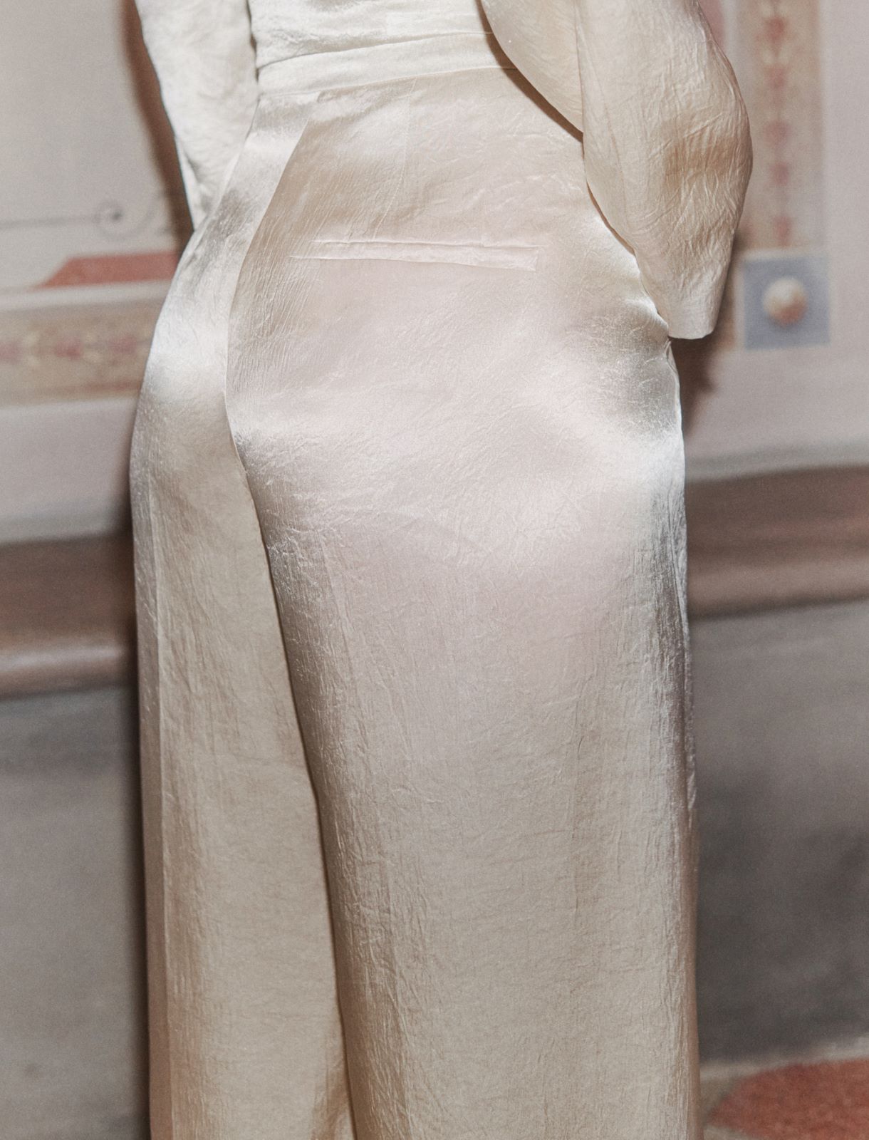 Pantalon palazzo en satin léger - NATUREL - Marella - 5