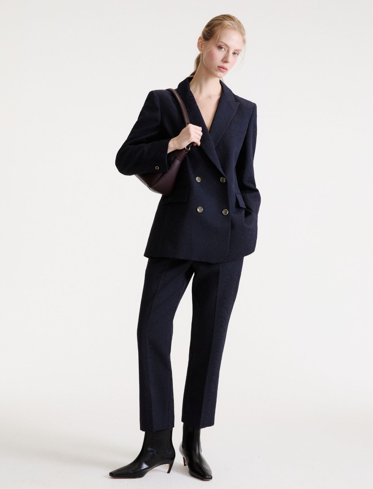 Moiré-jacquard trousers - NAVY - Marella - 2