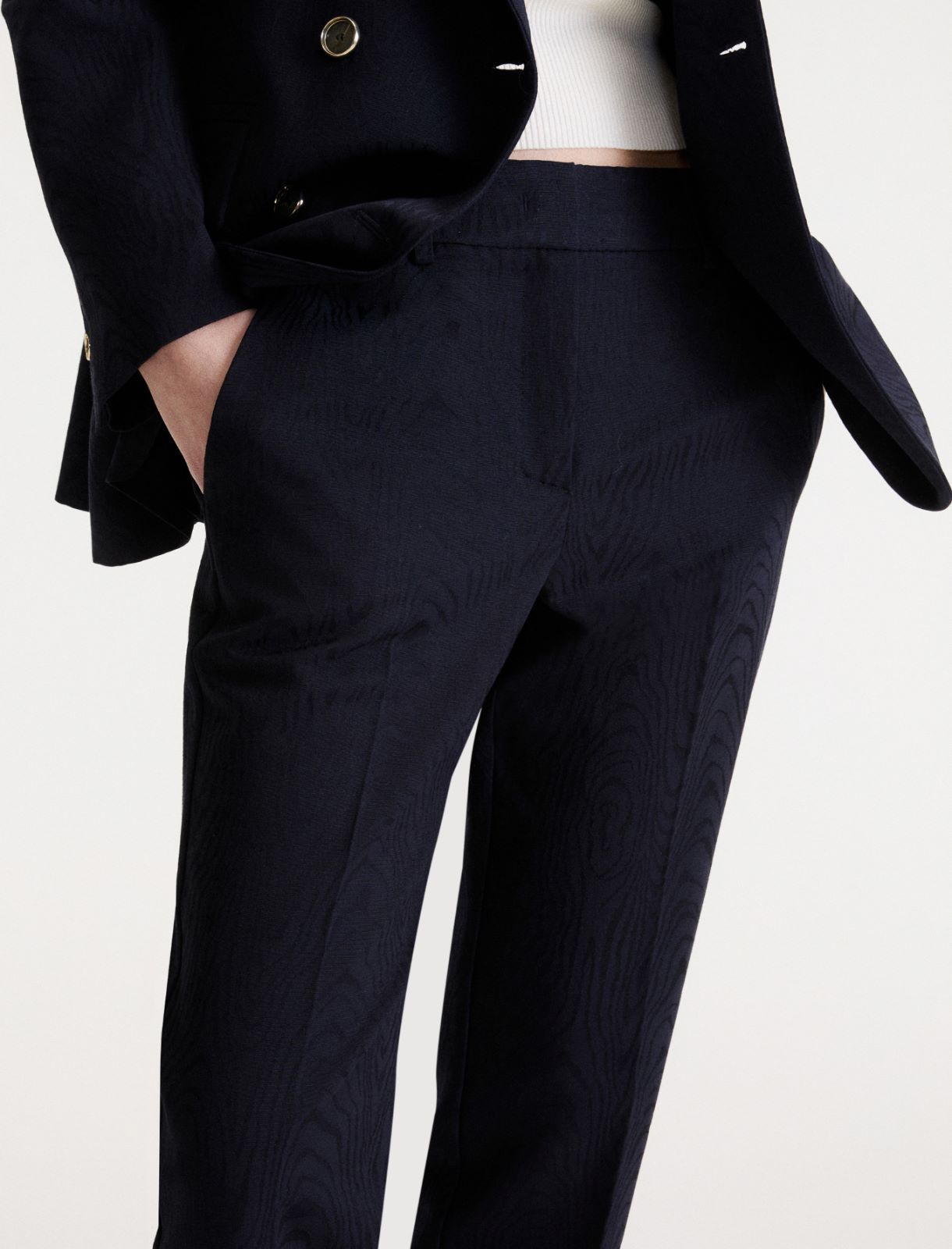 Moiré-jacquard trousers - NAVY - Marella - 5