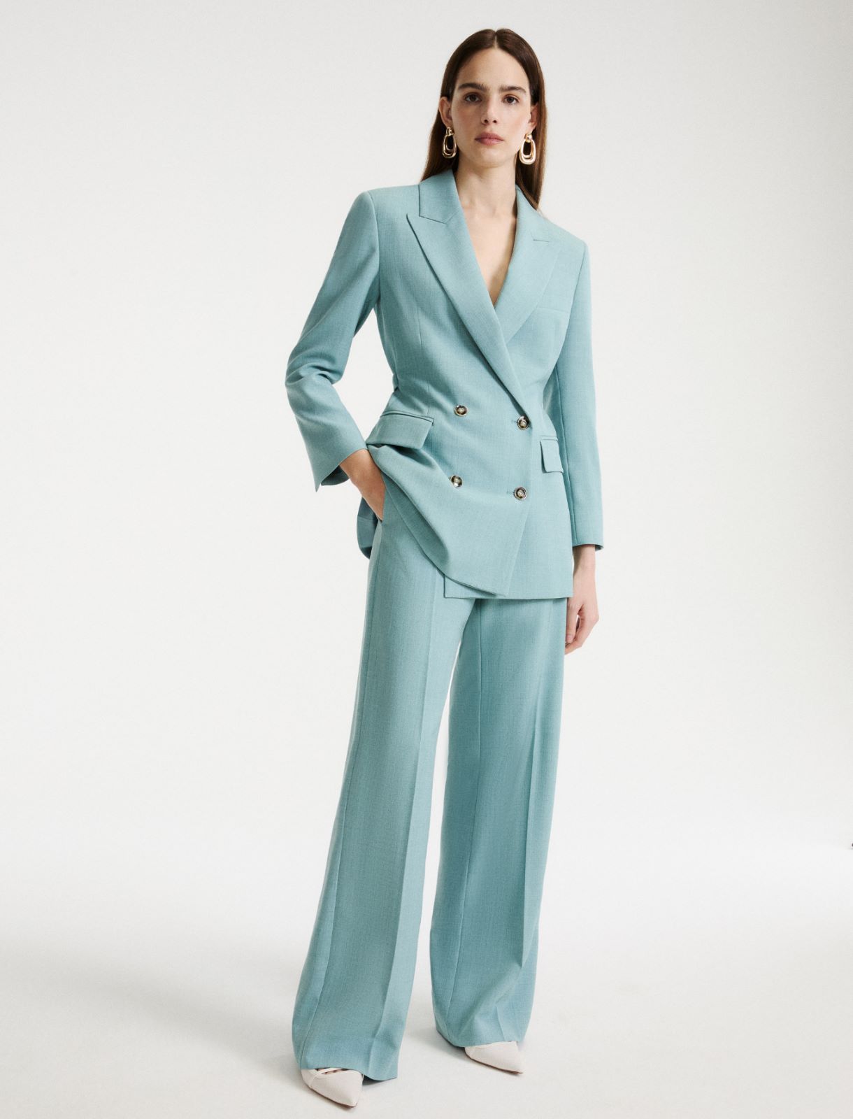 Stretch canvas trousers - WATER GREEN - Marella - 4