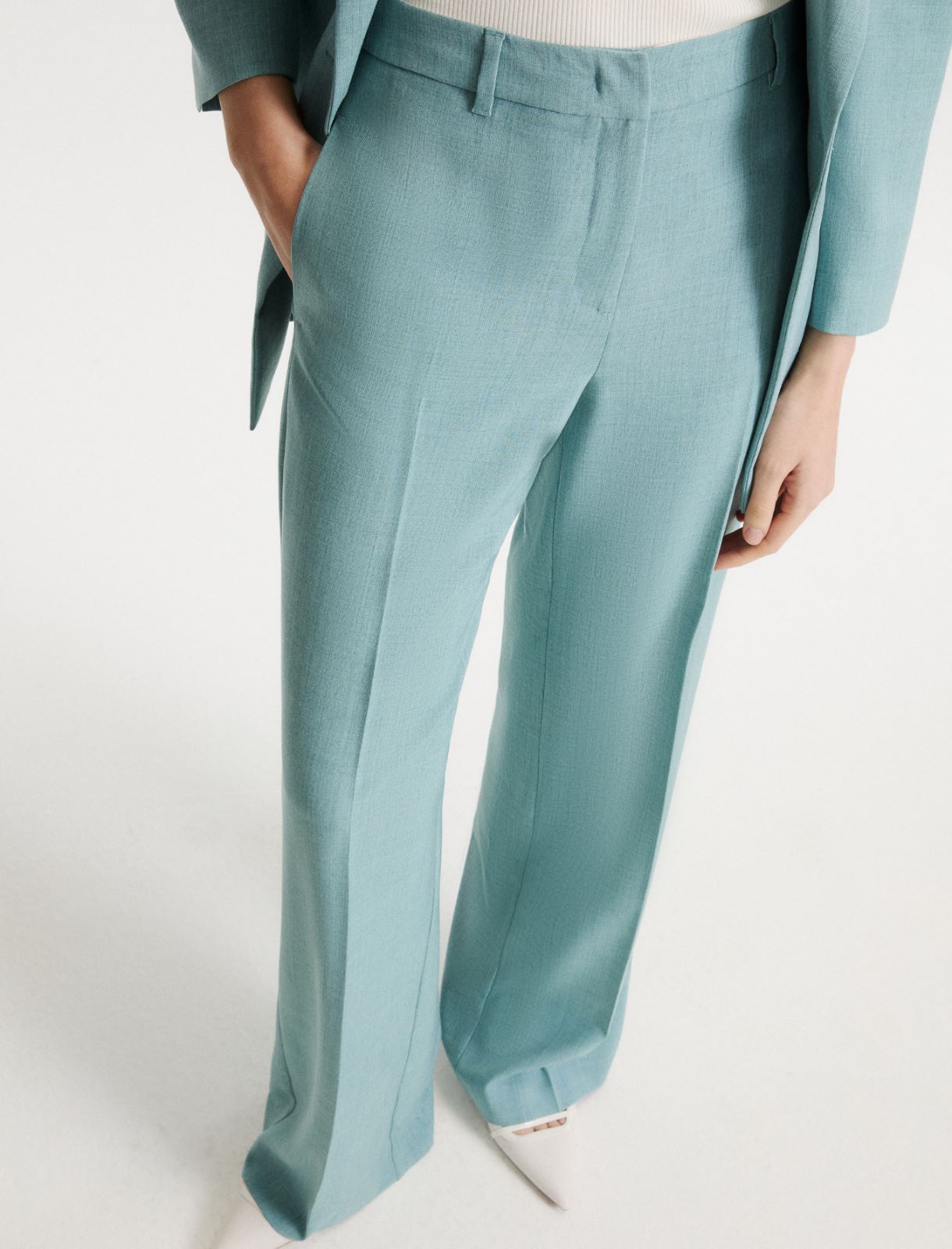 Stretch canvas trousers - WATER GREEN - Marella - 5