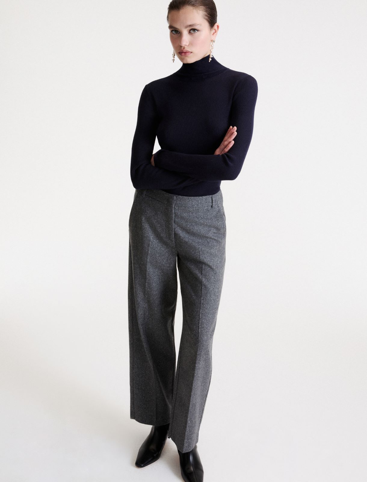 Wool and silk tweed trousers - GREY - Marella - 4
