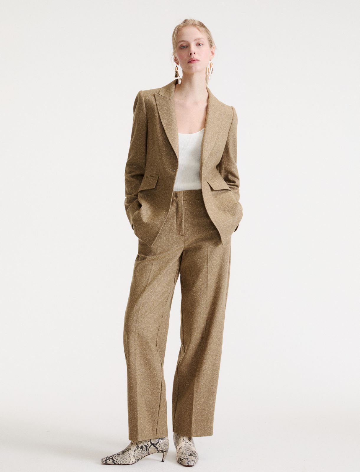 Wool and silk tweed trousers - NATURAL - Marella - 4