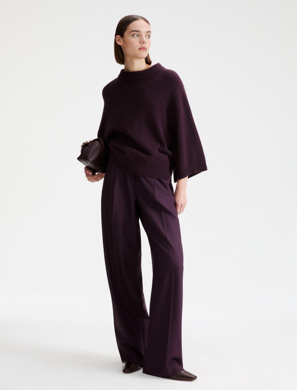 Straight-fit gabardine trousers - BLACKBERRY - Marella - 2