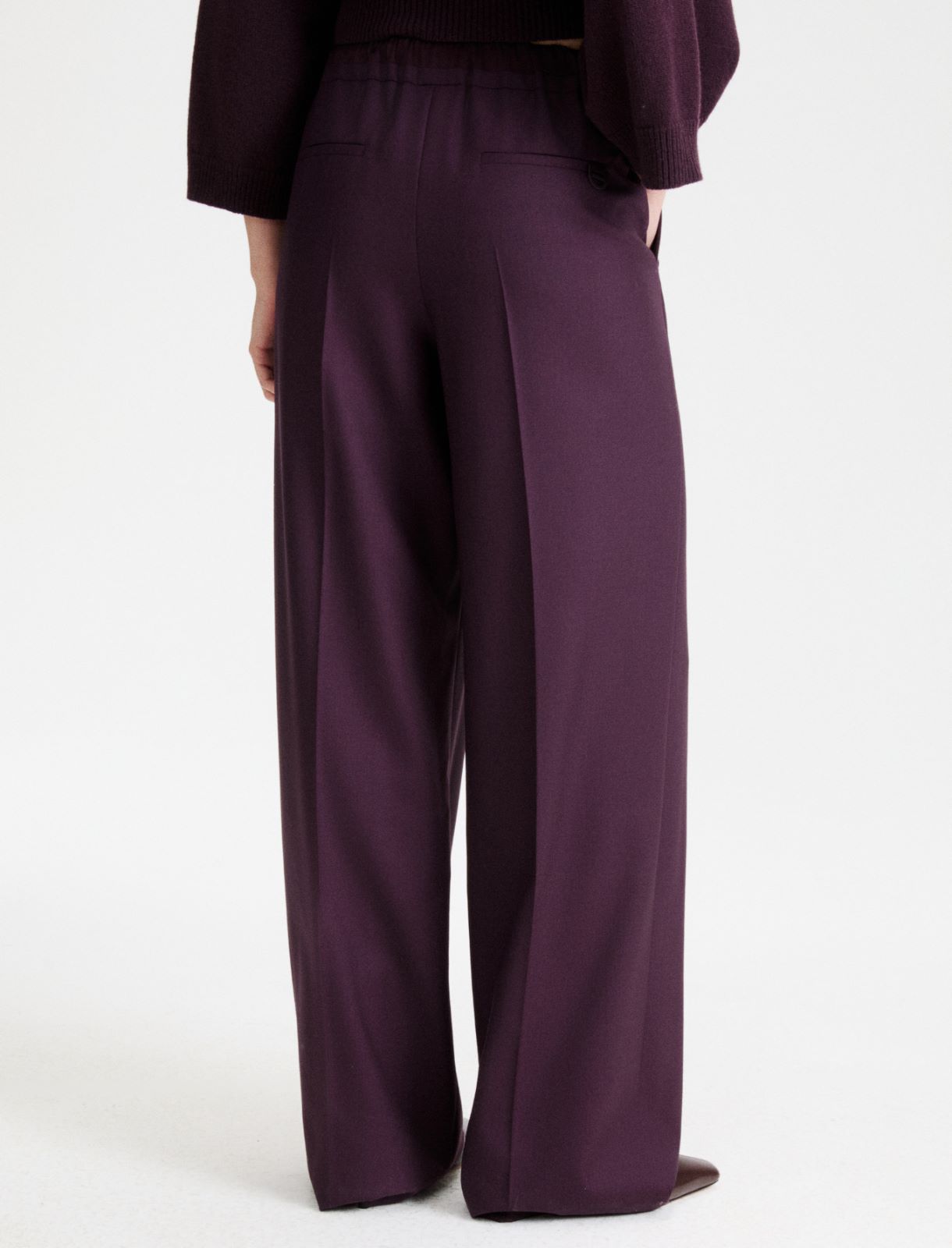 Straight-fit gabardine trousers - BLACKBERRY - Marella - 3