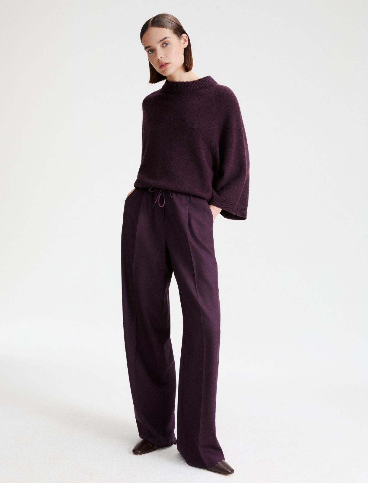 Straight-fit gabardine trousers - BLACKBERRY - Marella - 4