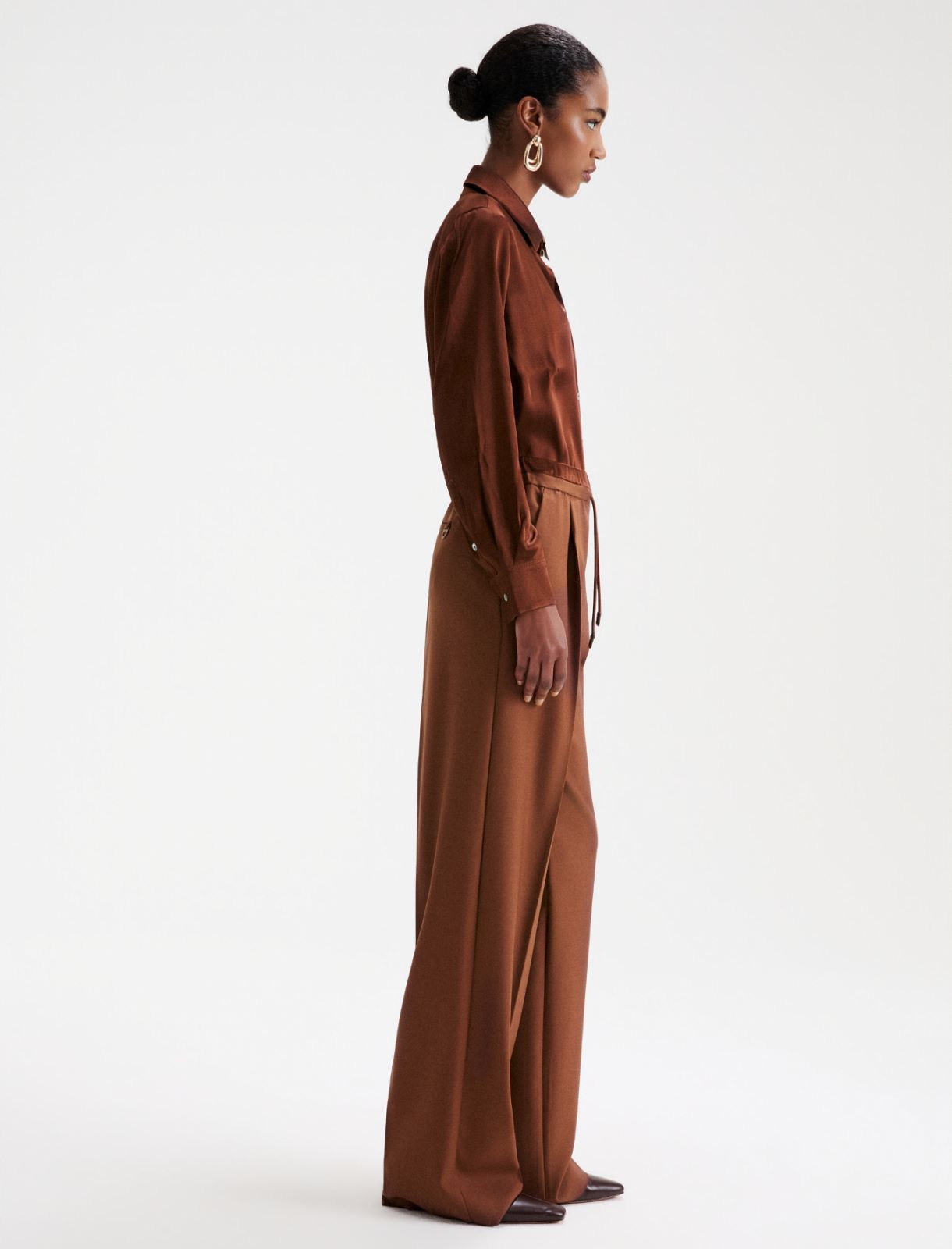 Gerade geschnittene Hose aus Gabardine - KARAMELL - Marella - 2