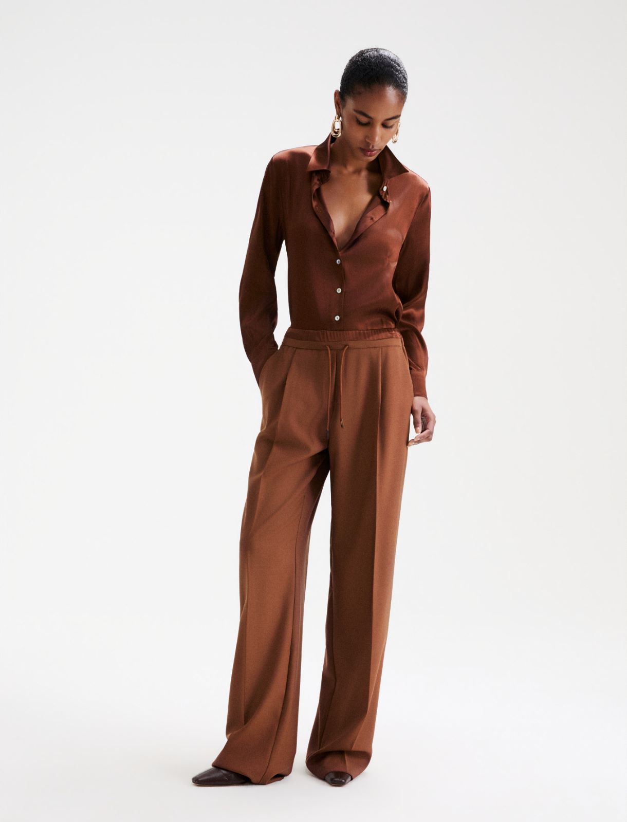 Gerade geschnittene Hose aus Gabardine - KARAMELL - Marella - 4