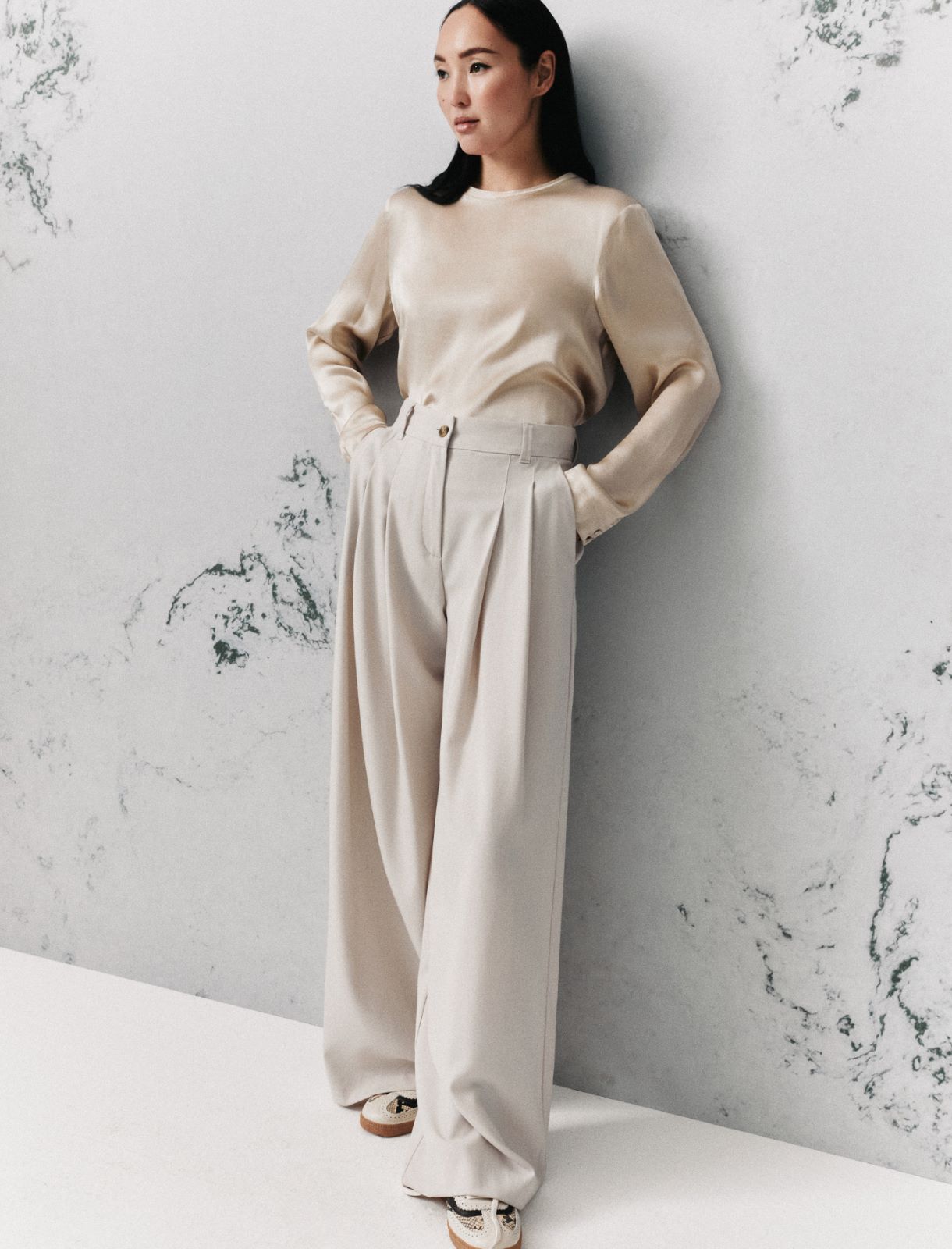 Wide-fit gabardine trousers - TURTLEDOVE - Marella - 4