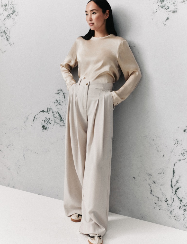 Wide-fit gabardine trousers - Marella