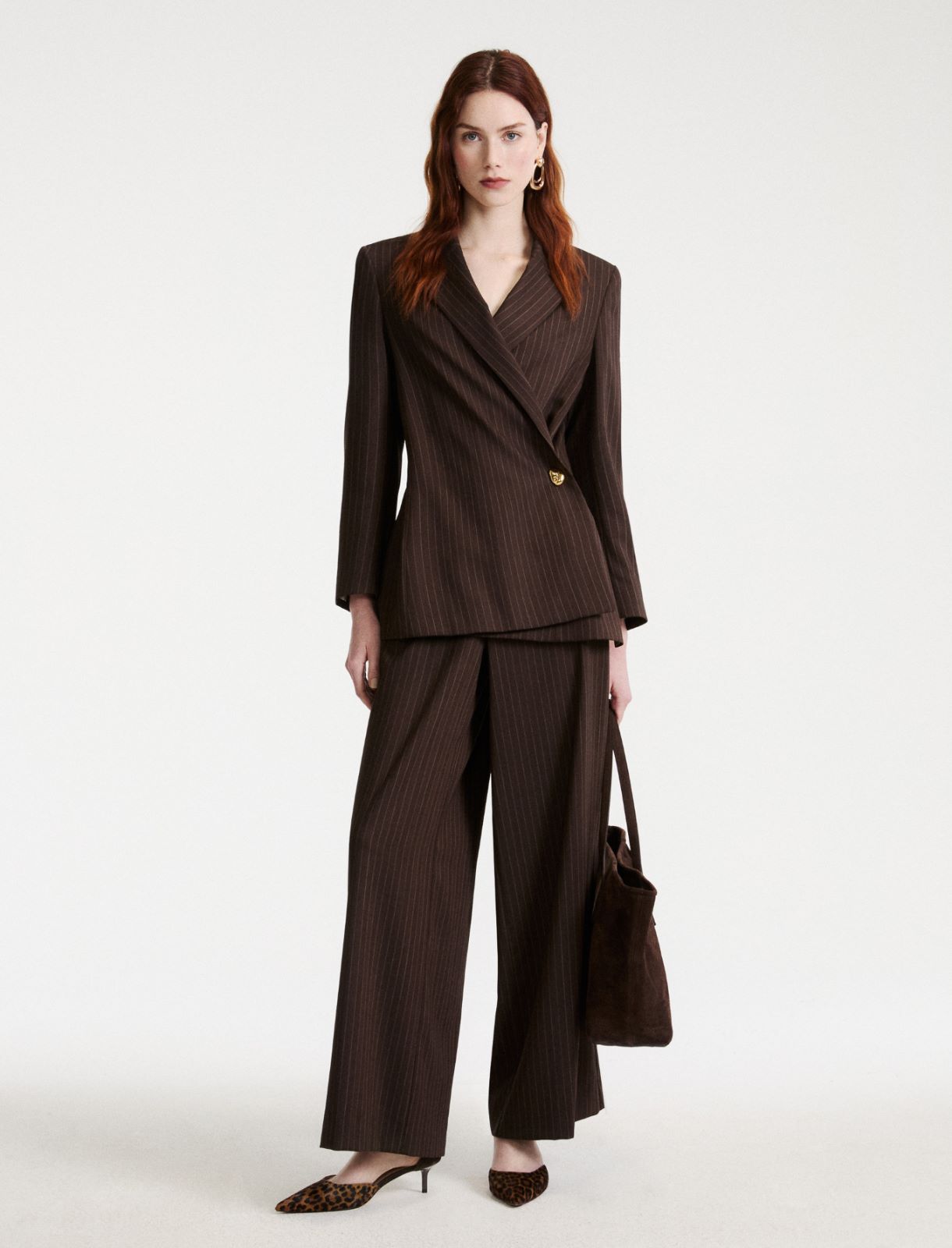 Wide-leg fluid twill trousers - BROWN - Marella - 2