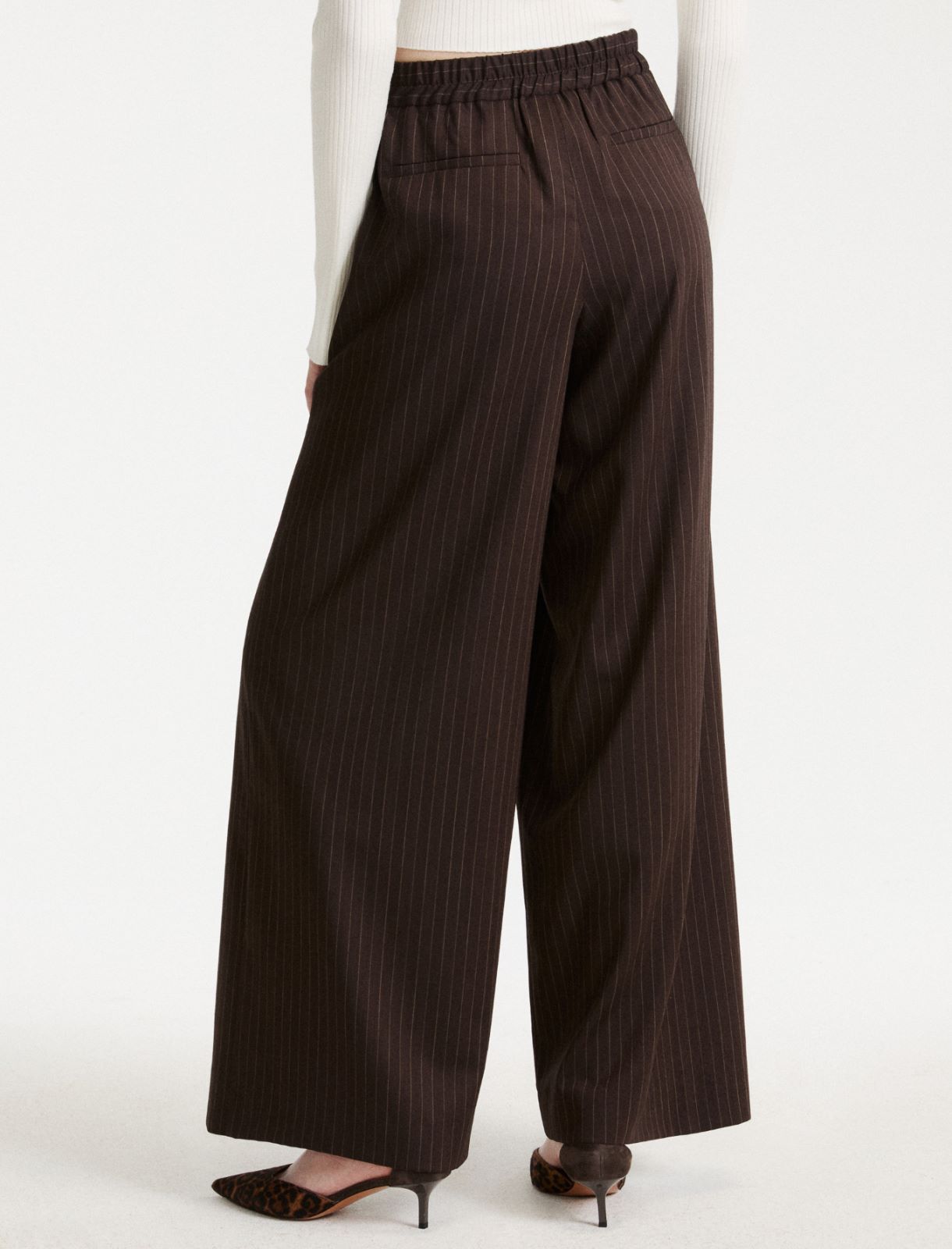Wide-leg fluid twill trousers - BROWN - Marella - 3