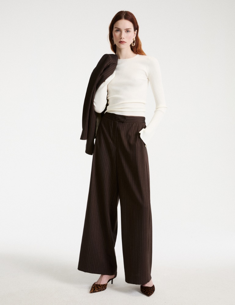 Wide-leg fluid twill trousers - Marella