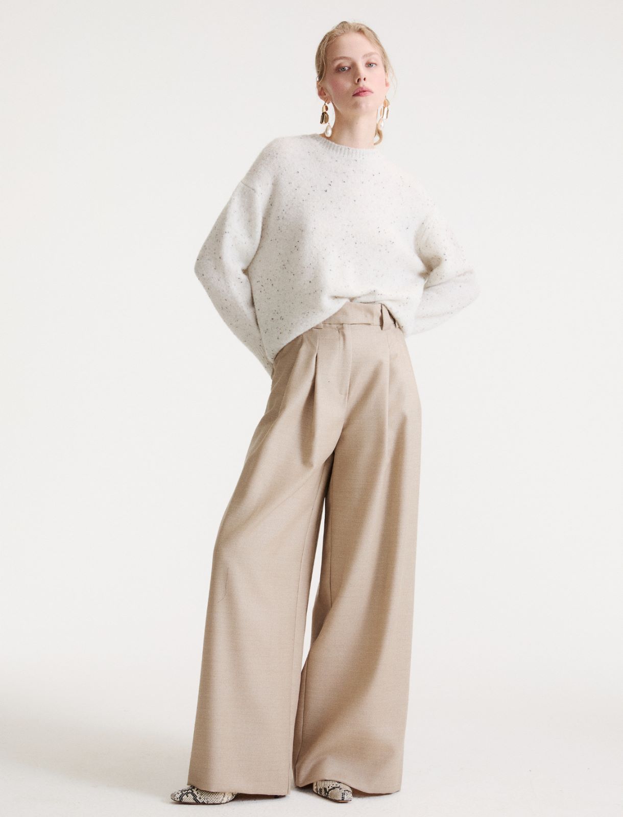 Wide-leg trousers in lightweight wool - OREGANO - Marella - 4